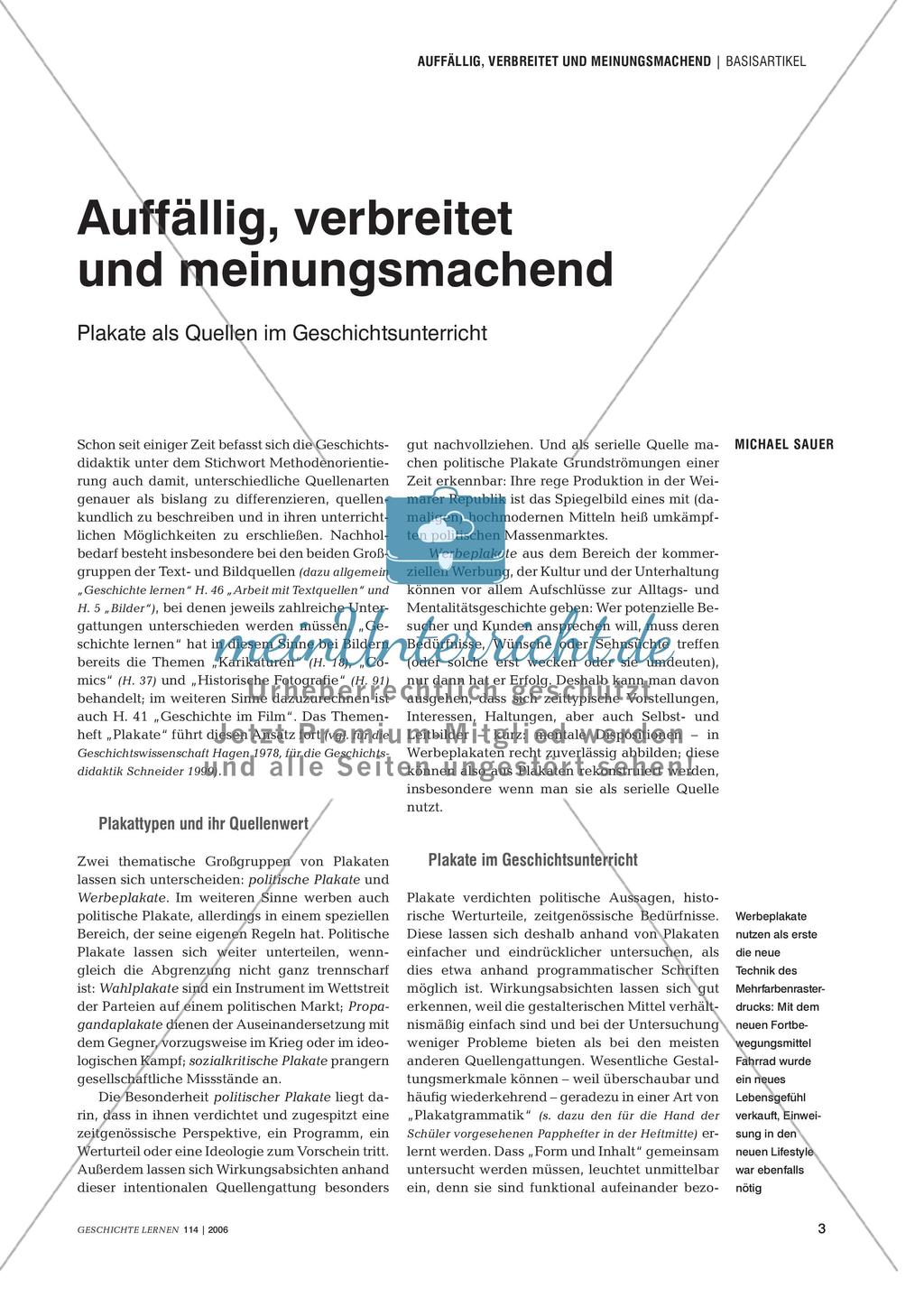 Plakate als Quellen im Geschichtsunterricht aus fachwissenschaftlicher und fachdidaktischer Perspektive Preview 2