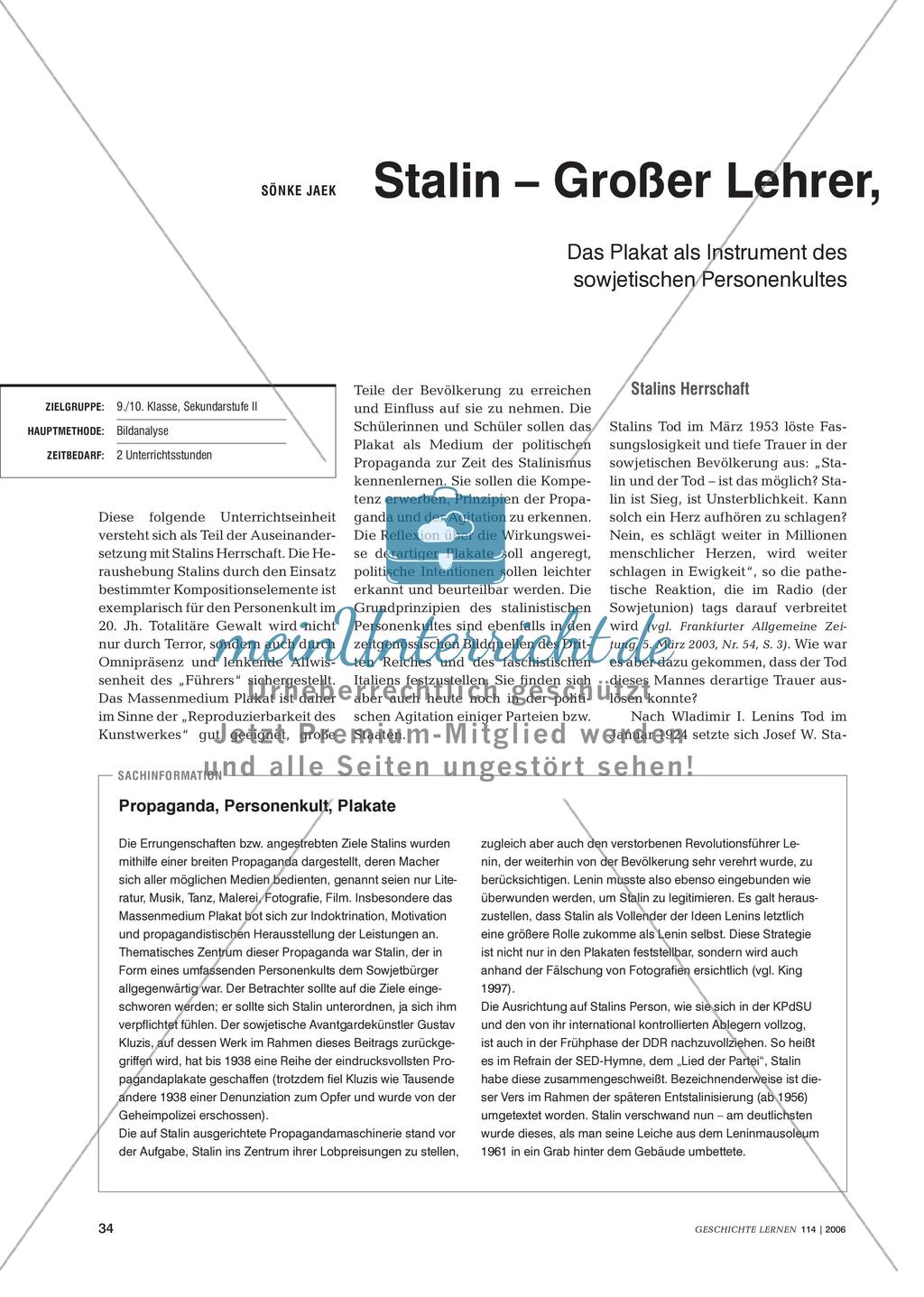 Das Plakat als Instrument des sowjetischen Personenkultes um Josef W. Stalin Preview 1