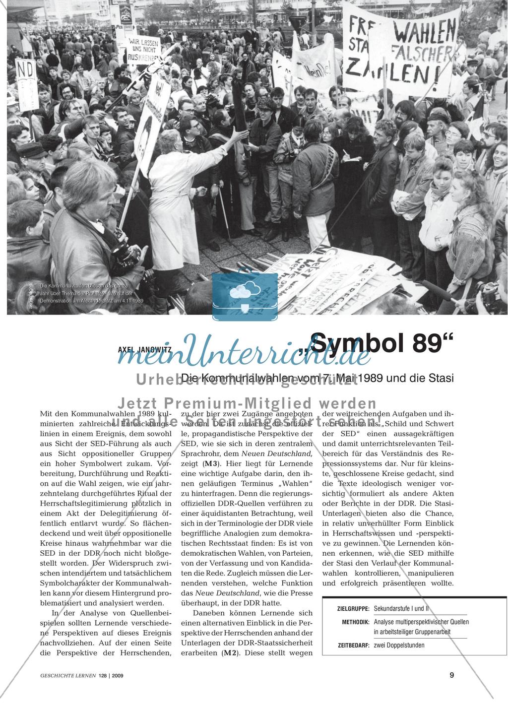 „Symbol 89“ - Die Kommunalwahlen vom 7. Mai 1989 und die Stasi Preview 1