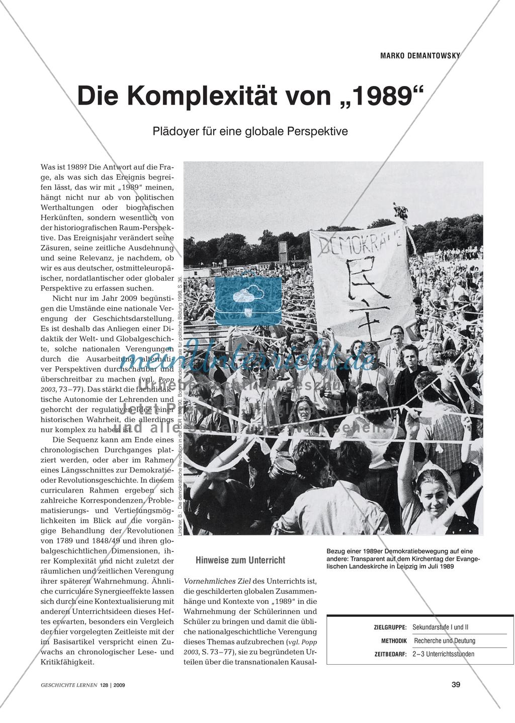Die Komplexität von „1989“ - Plädoyer für eine globale Perspektive Preview 1