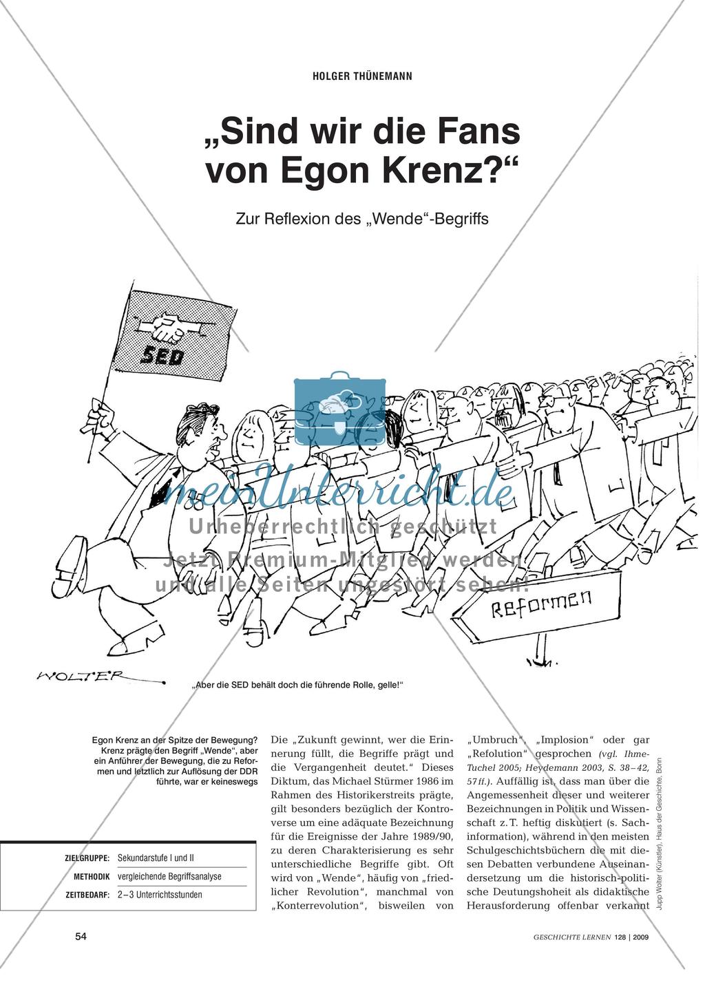 „Sind wir die Fans von Egon Krenz?“ - Zur Reflexion des „Wende“-Begriffs Preview 1