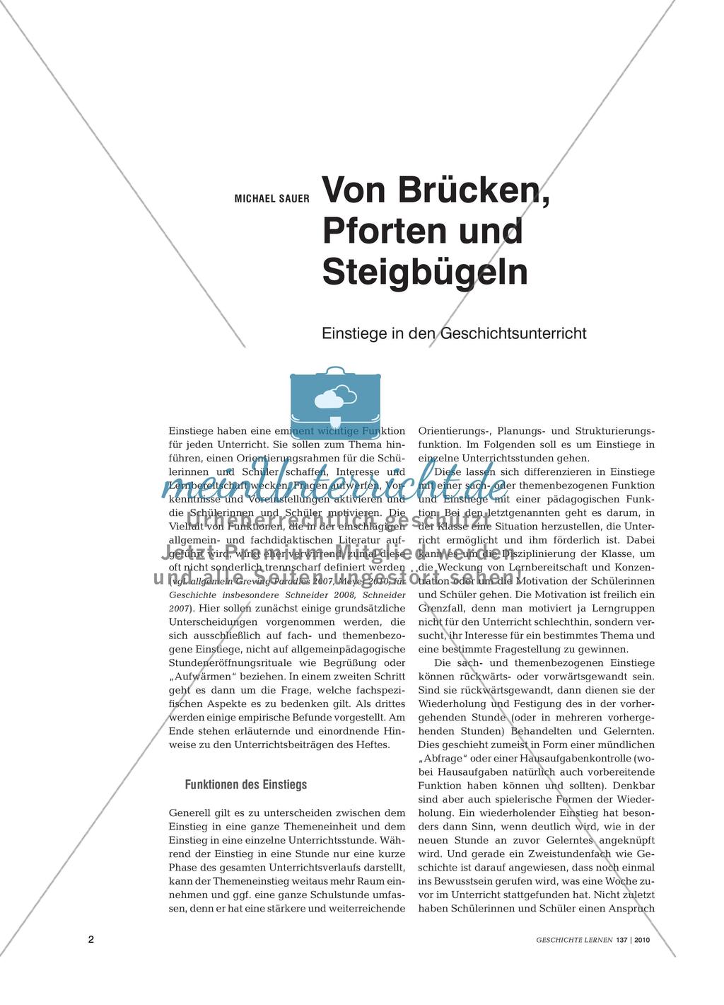Von Brücken, Pforten und Steigbügeln: Einstiege in den Geschichtsunterricht Preview 1