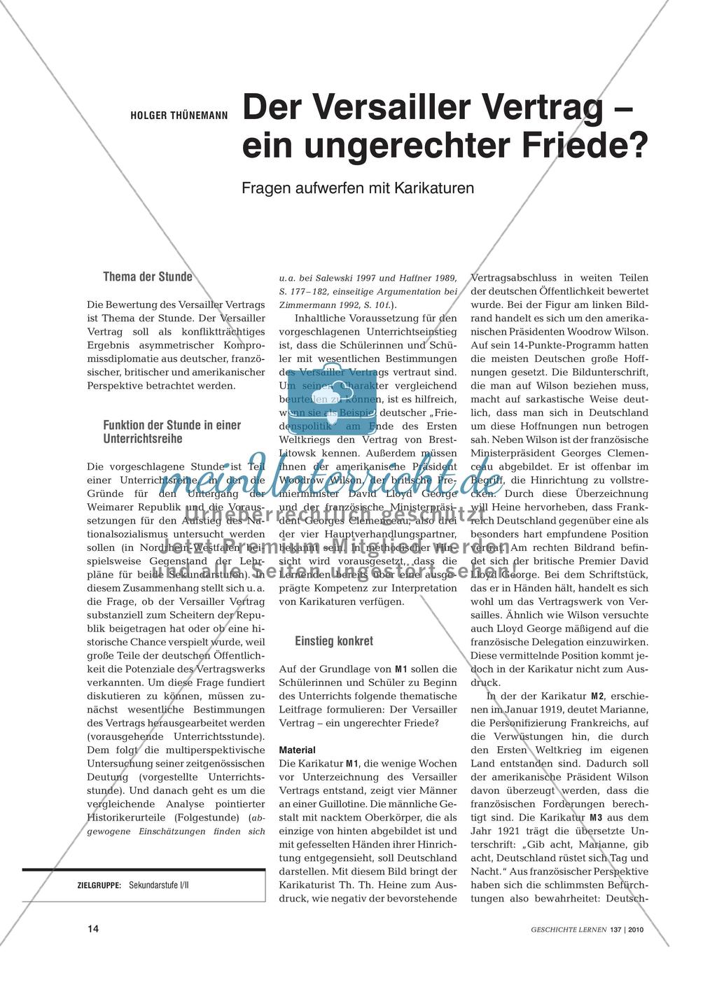 Die Bewertung des Versailler Vertrags Preview 1