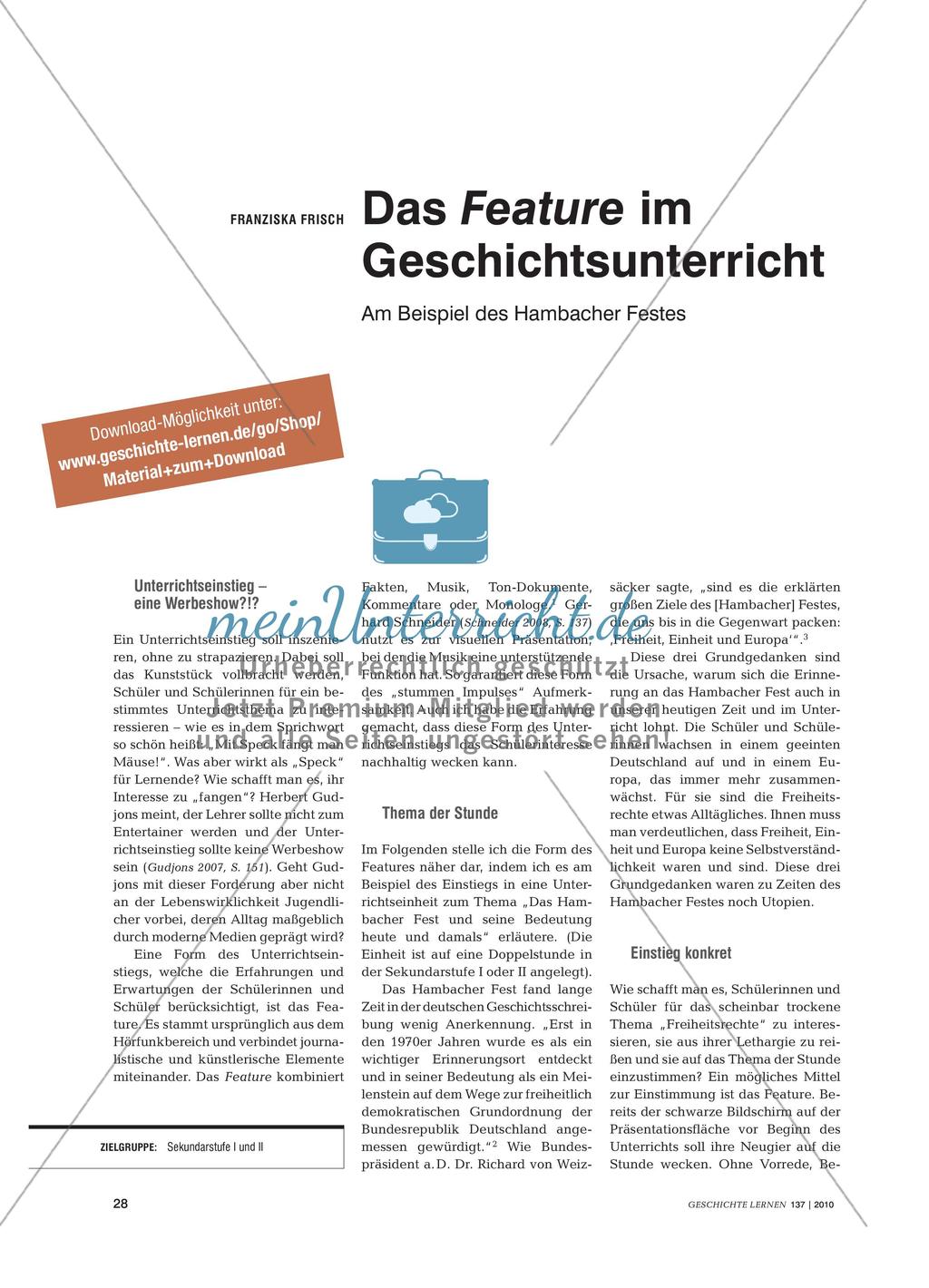 Das Feature im Geschichtsunterricht am Beispiel des Hambacher Festes Preview 1