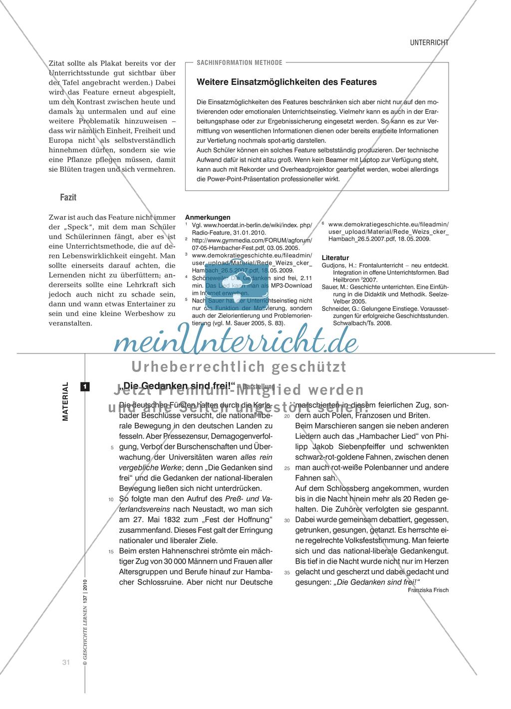 Das Feature im Geschichtsunterricht am Beispiel des Hambacher Festes Preview 4