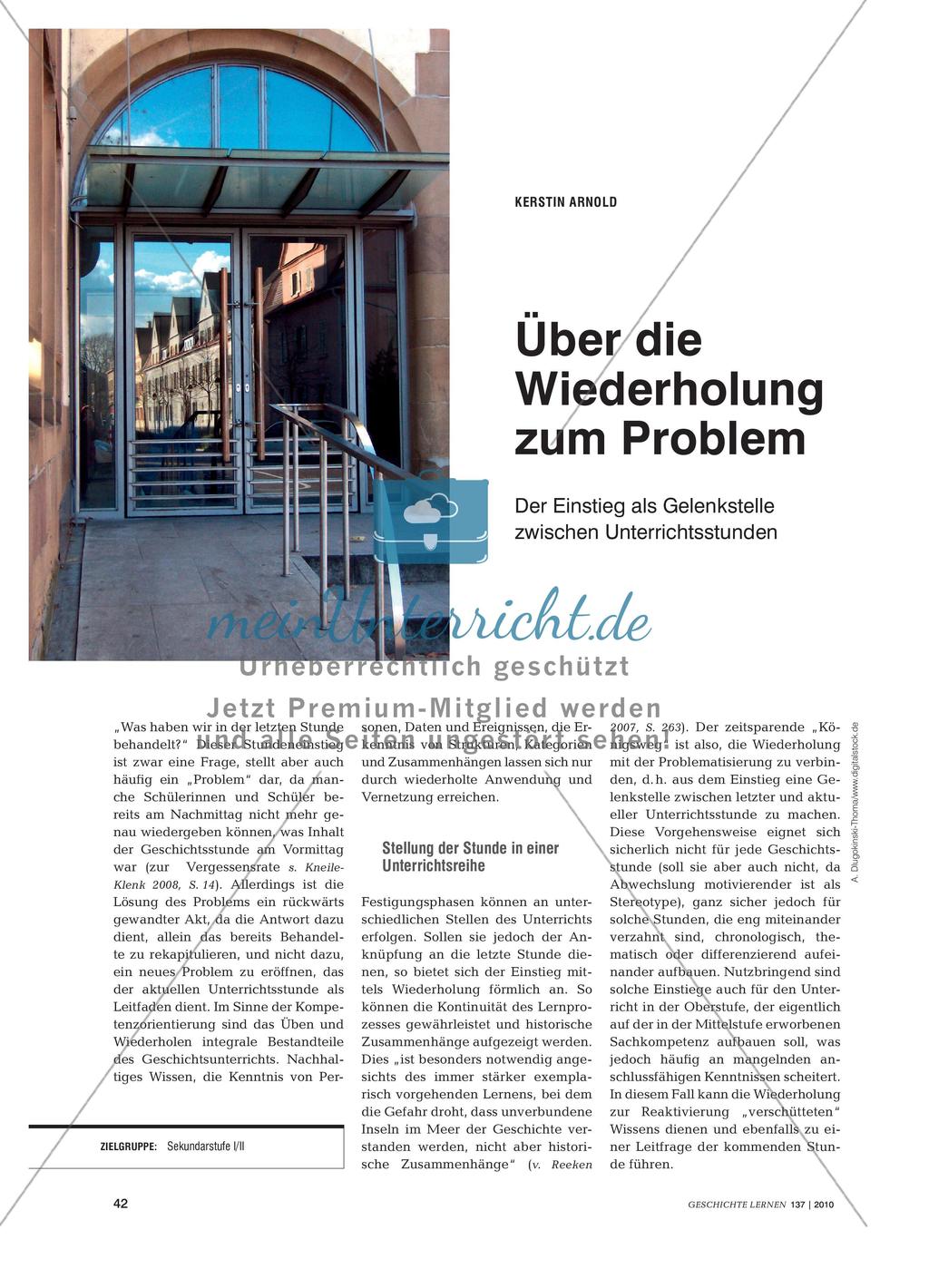 Der Einstieg als Übungsphase und Gelenkstelle zwischen Unterrichtsstunden: Methoden und ihre Einsatzmöglichkeiten Preview 1