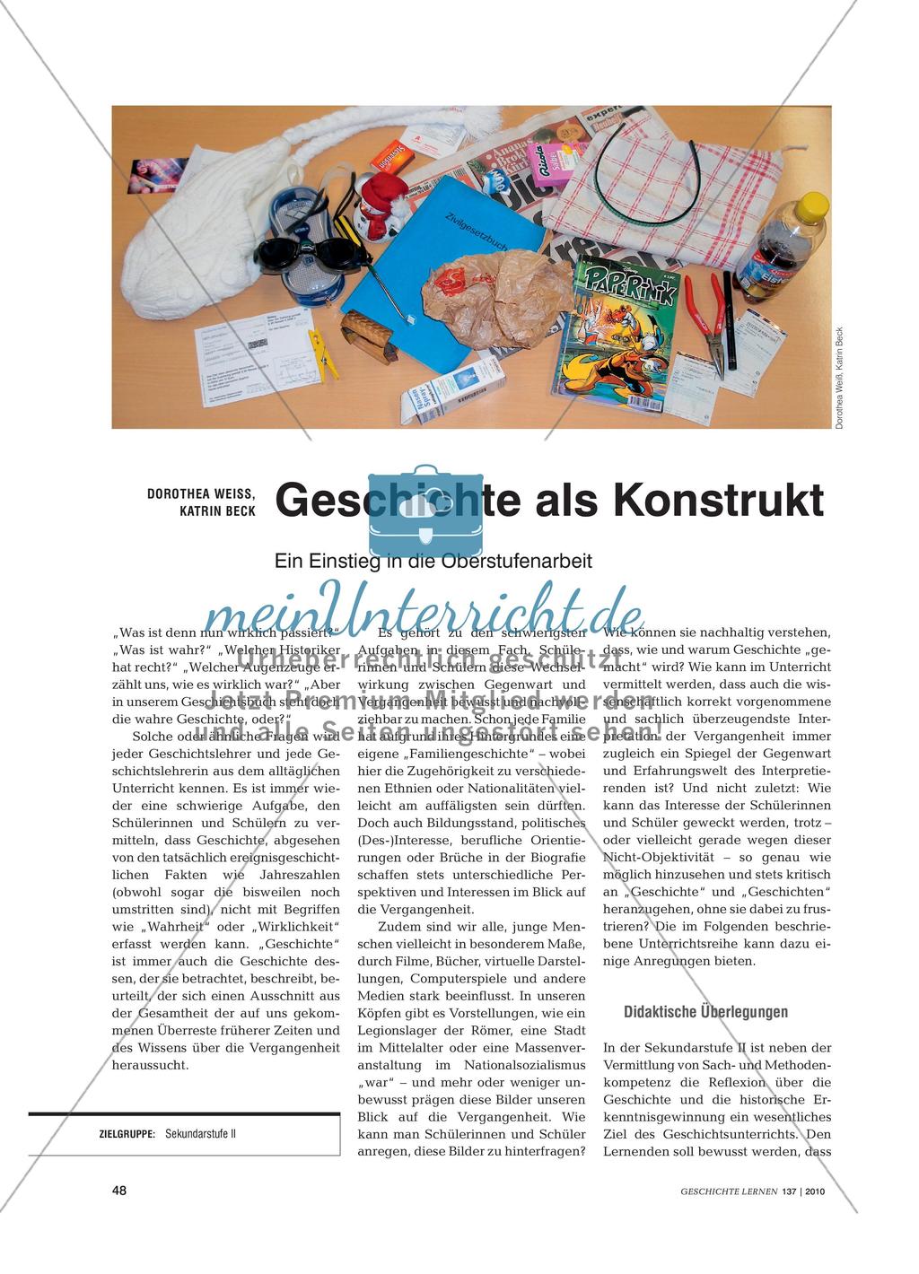 Geschichte als Konstrukt: Ein Einstieg in die Oberstufenarbeit Preview 1