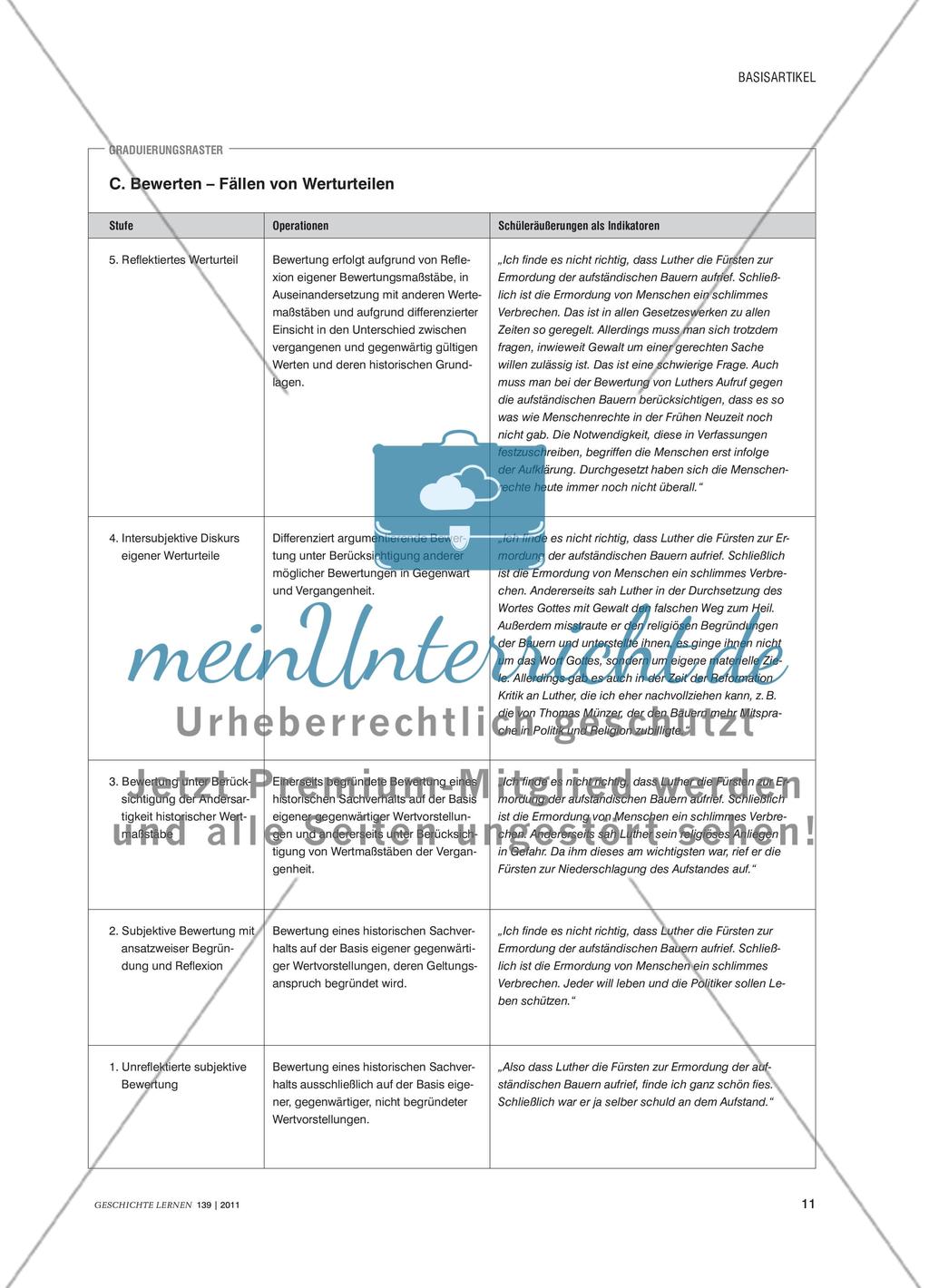 Perspektivenübernahme, Sachurteil und Werturteil - Drei zentrale Kompetenzen im Umgang mit Geschichte Preview 10