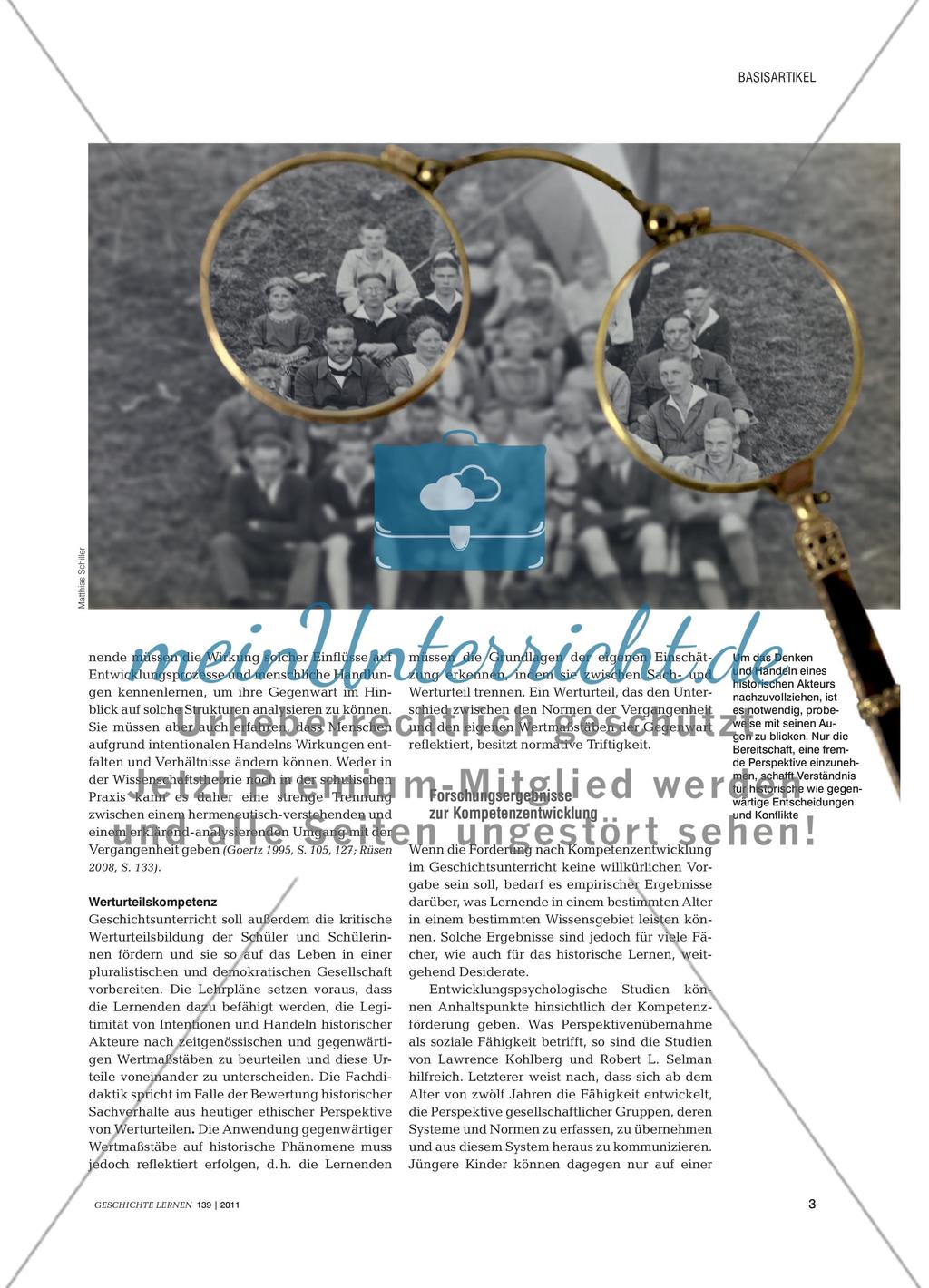 Perspektivenübernahme, Sachurteil und Werturteil - Drei zentrale Kompetenzen im Umgang mit Geschichte Preview 2