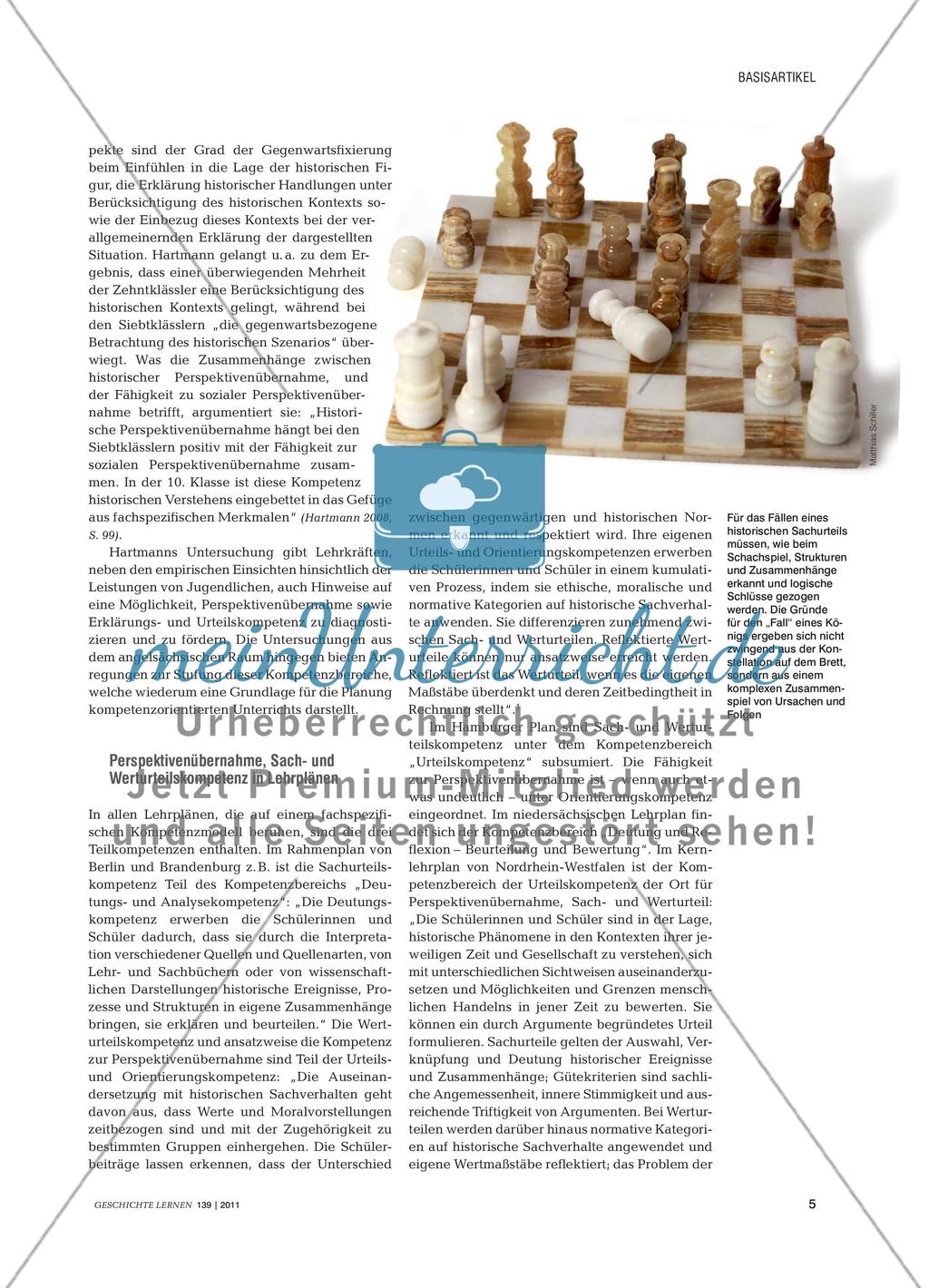 Perspektivenübernahme, Sachurteil und Werturteil - Drei zentrale Kompetenzen im Umgang mit Geschichte Preview 4