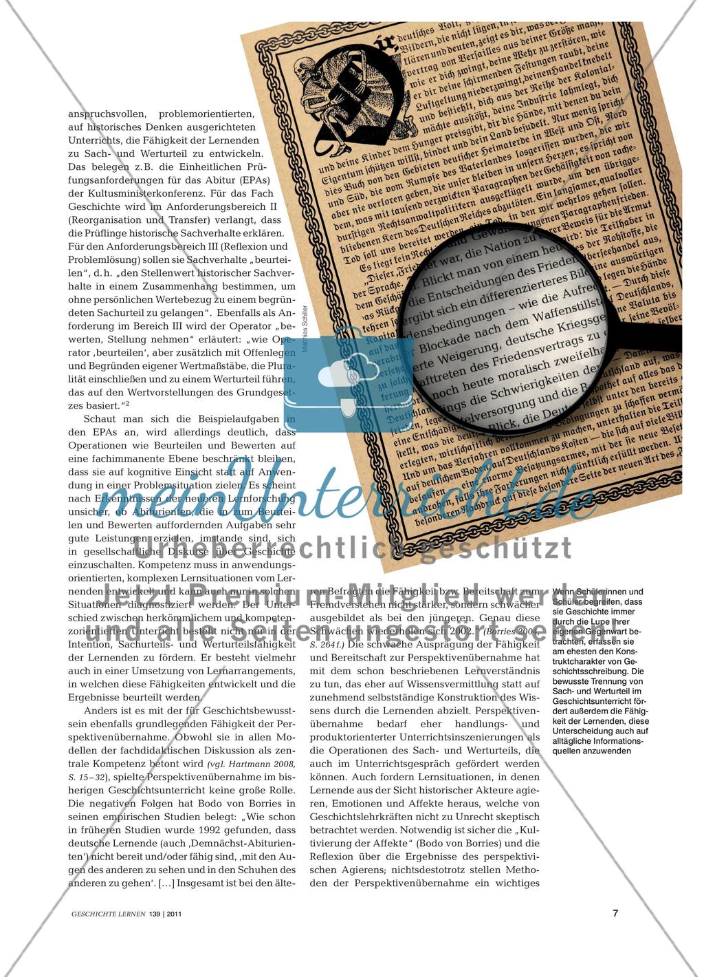 Perspektivenübernahme, Sachurteil und Werturteil - Drei zentrale Kompetenzen im Umgang mit Geschichte Preview 6