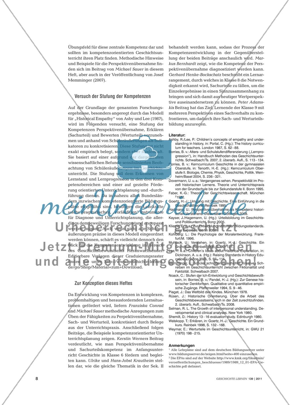 Perspektivenübernahme, Sachurteil und Werturteil - Drei zentrale Kompetenzen im Umgang mit Geschichte Preview 7