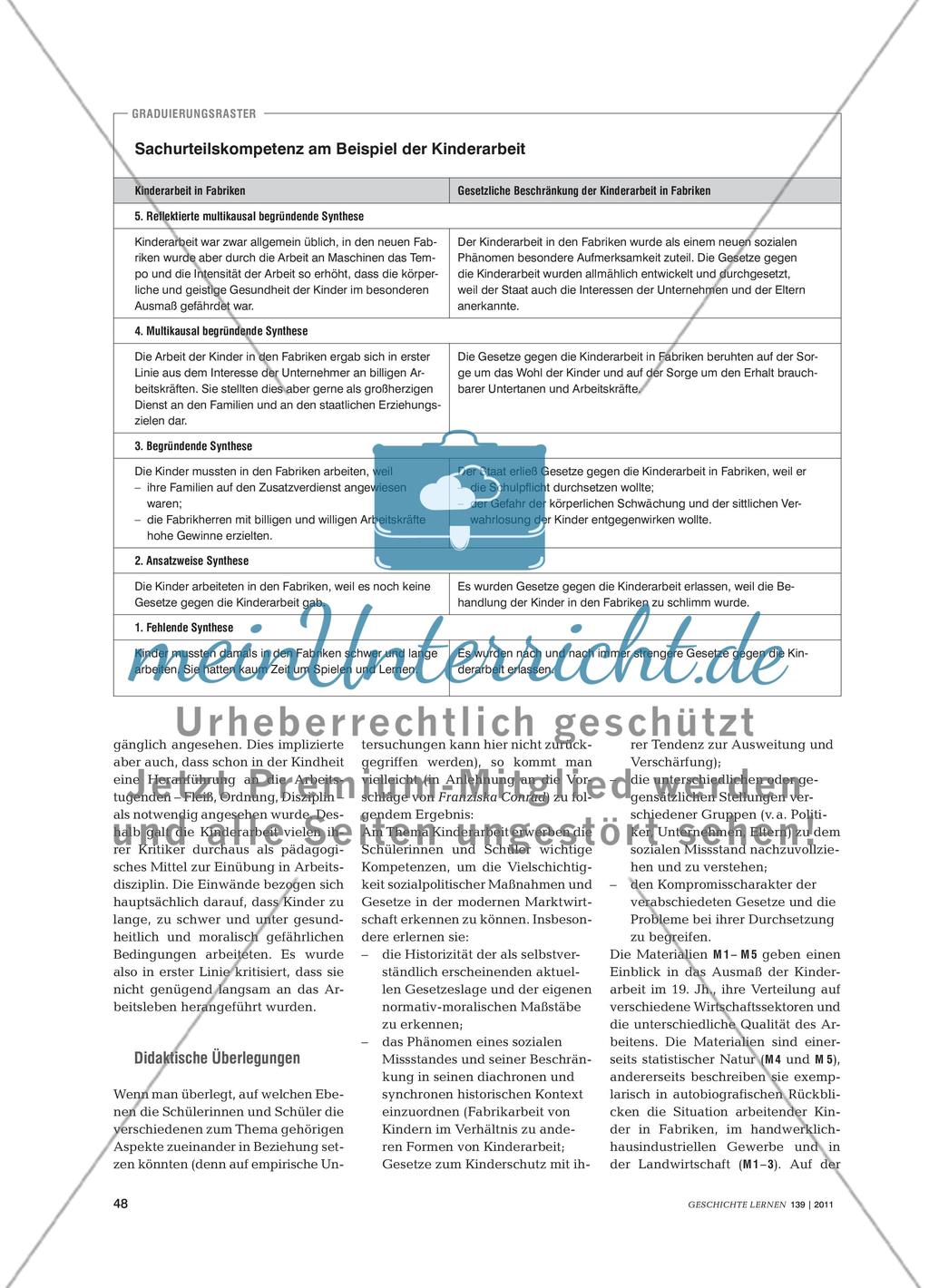 Kinderarbeit während der Industrialisierung - Ein Vorschlag zur Förderung von Sachurteilskompetenz Preview 3