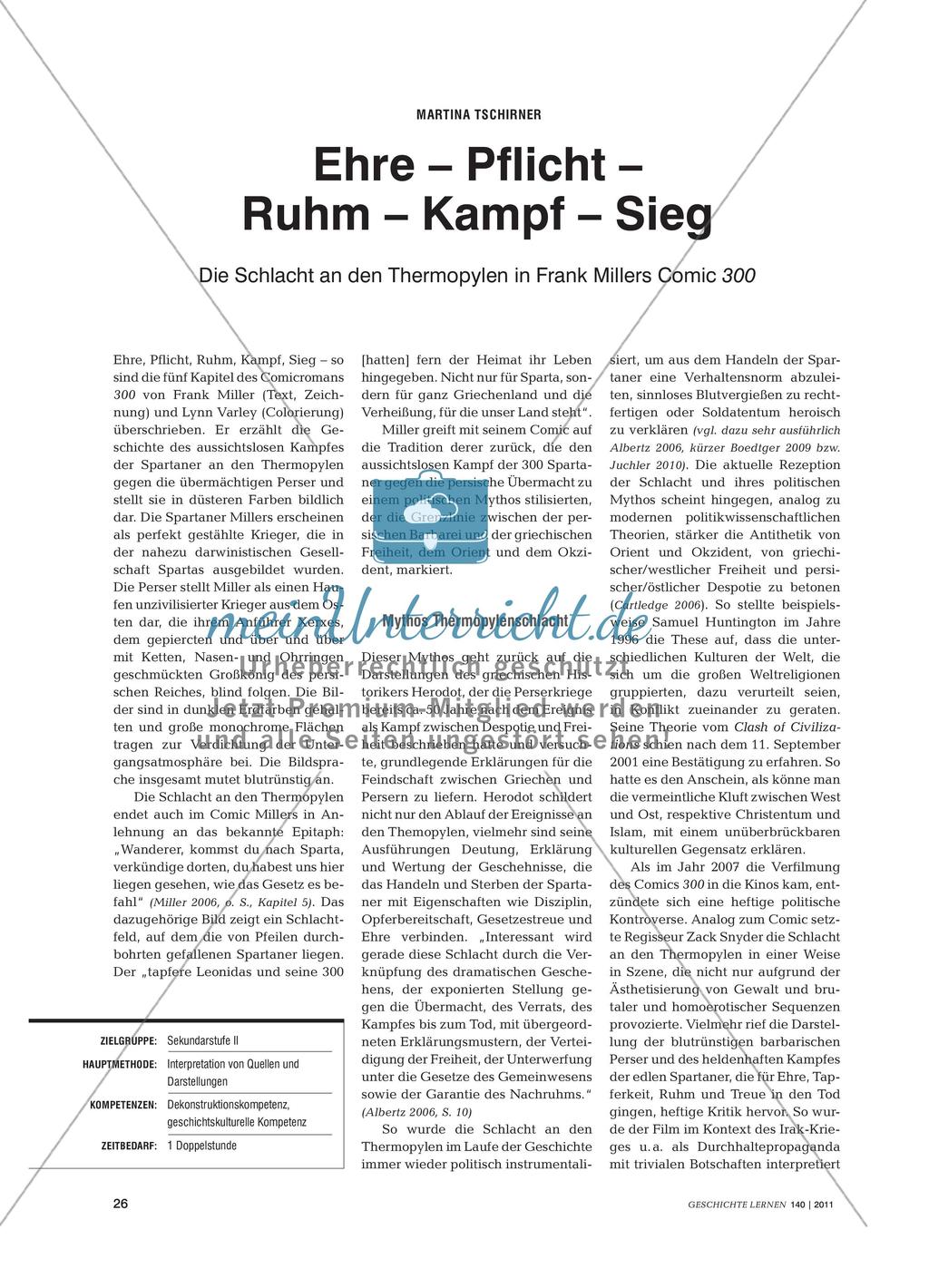 Ehre – Pflicht – Ruhm – Kampf – Sieg: Die Schlacht an den Thermopylen in Frank Millers Comic 300 Preview 1