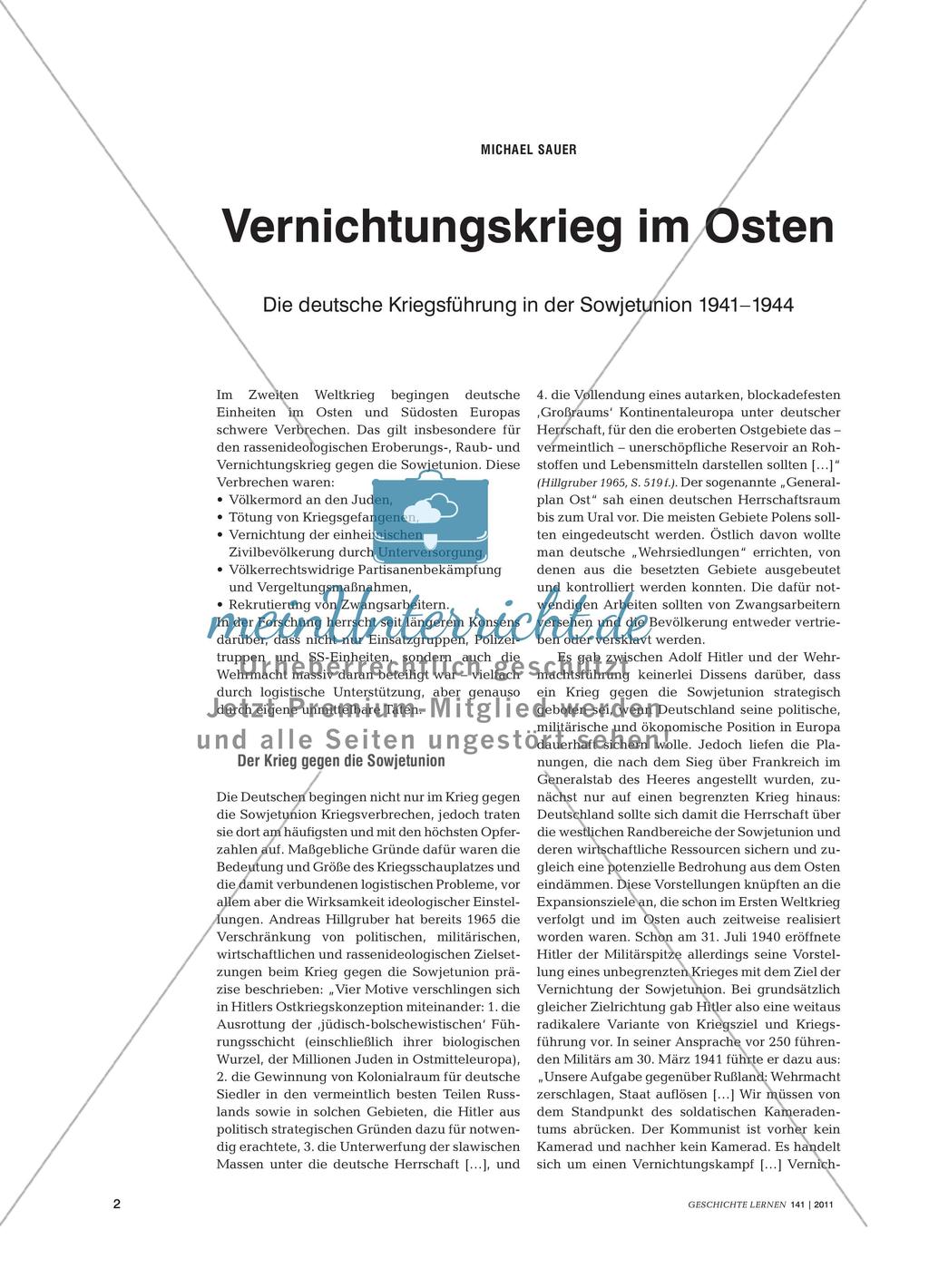 Deutsche Kriegsführung in der Sowjetunion aus fachdidaktischer und fachwissenschaftlicher Perspektive Preview 1