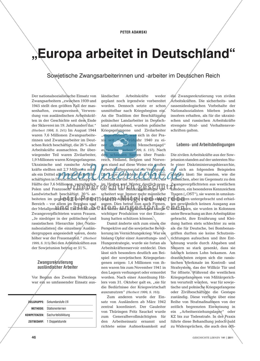 Eine Stationenarbeit über sowjetische Zwangsarbeiter im Deutschen Reich Preview 1