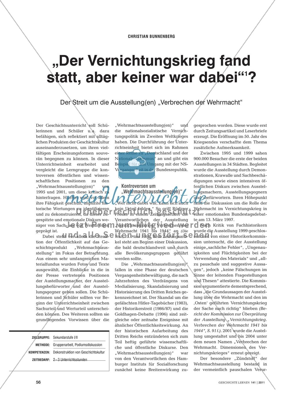 Die Ausstellung „Verbrechen der Wehrmacht“ in der Diskussion Preview 1