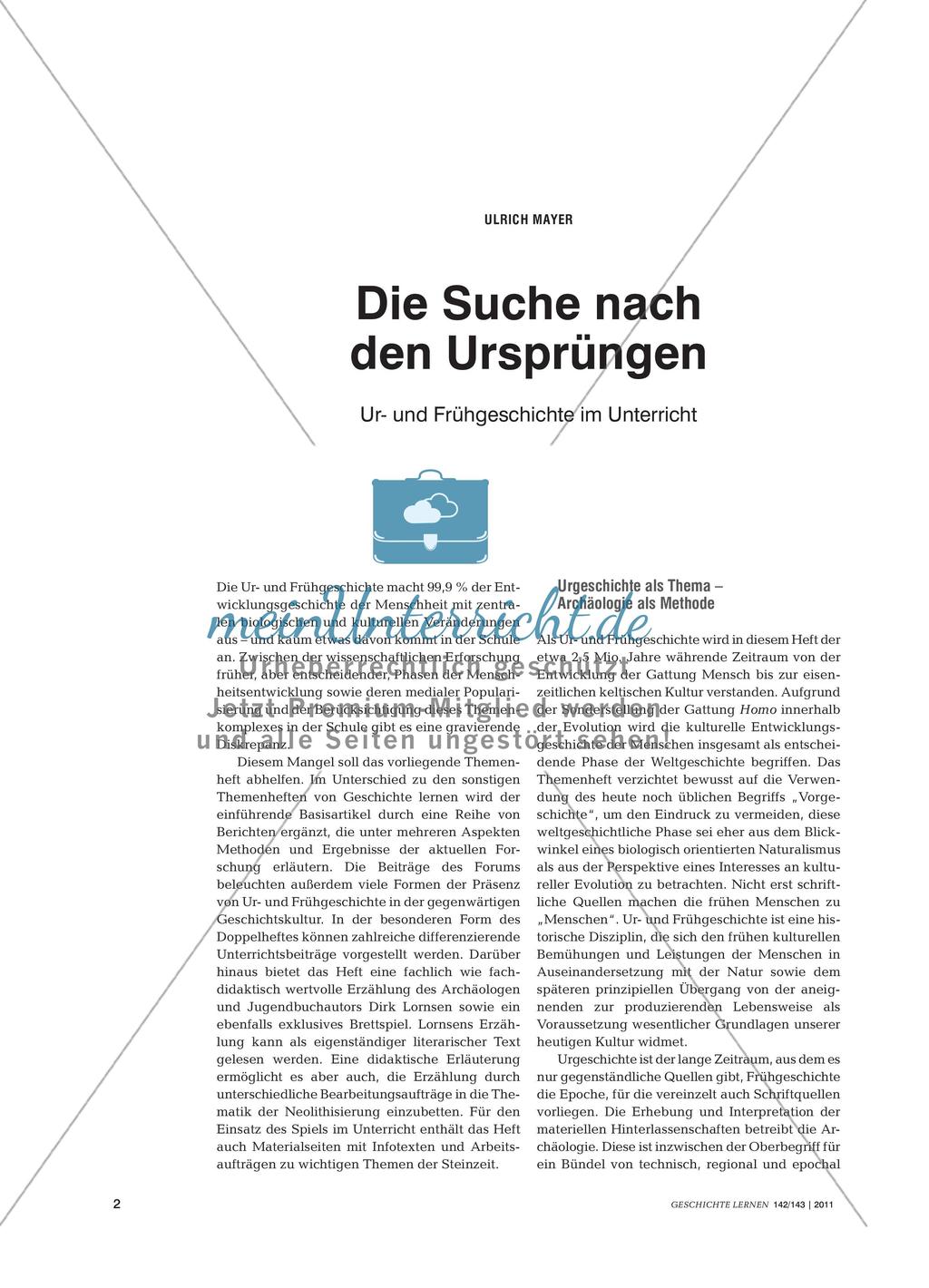 Ur- und Frühgeschichte im Geschichtsunterricht Preview 1