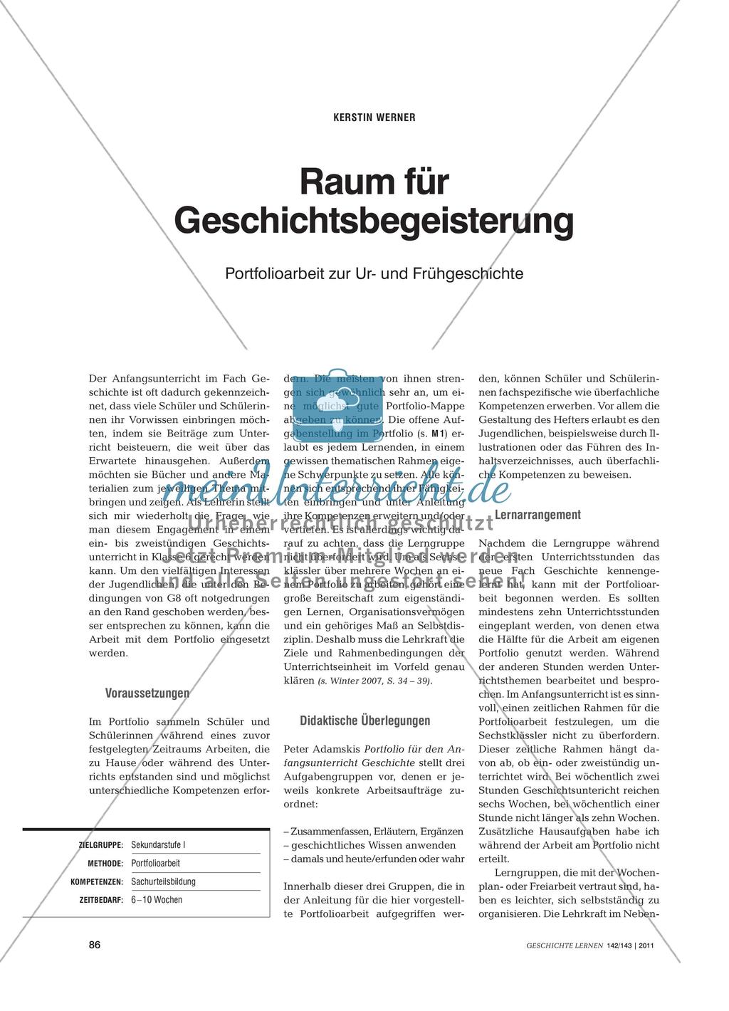 Portfolioarbeit zur Ur- und Frühgeschichte Preview 1