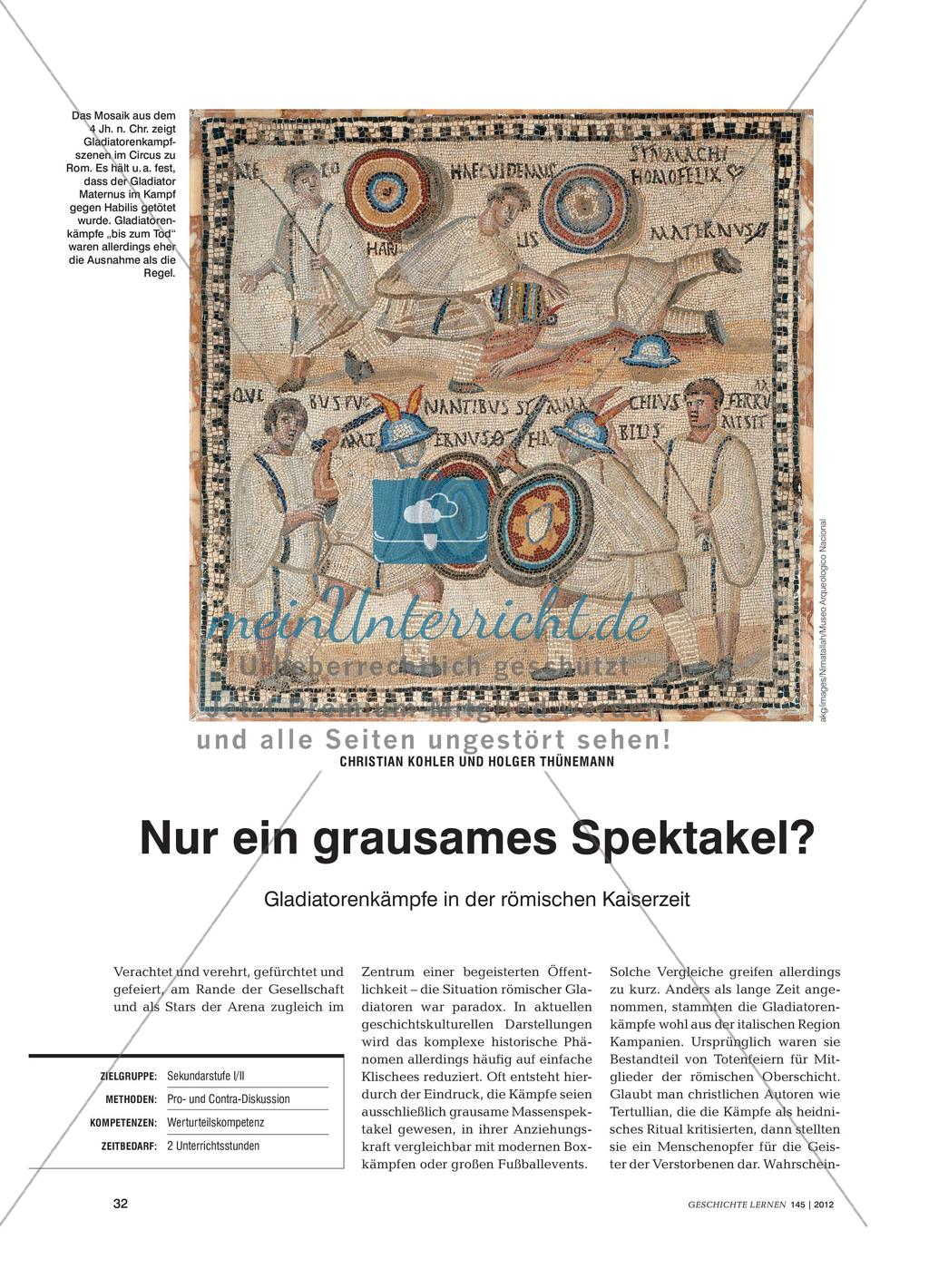 Eine Pro- und Contra-Debatte über Gladiatorenkämpfe in der römischen Kaiserzeit Preview 1