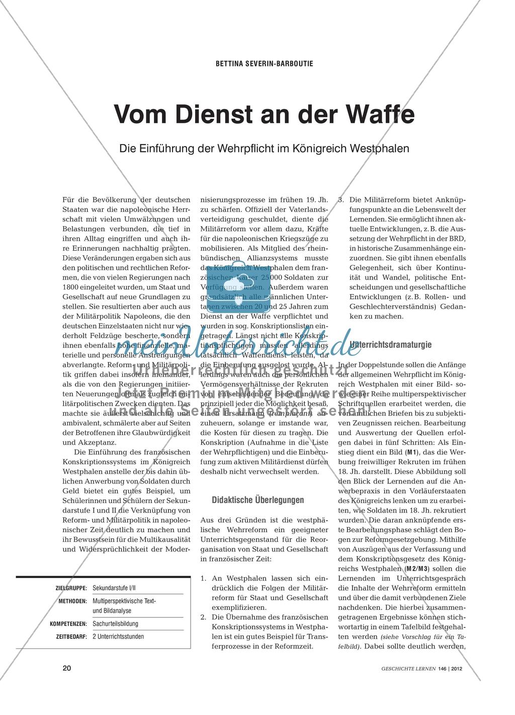 Der Dienst an der Waffe: Die Einführung der Wehrpflicht im Königreich Westphalen im 18. Jahrhundert Preview 1