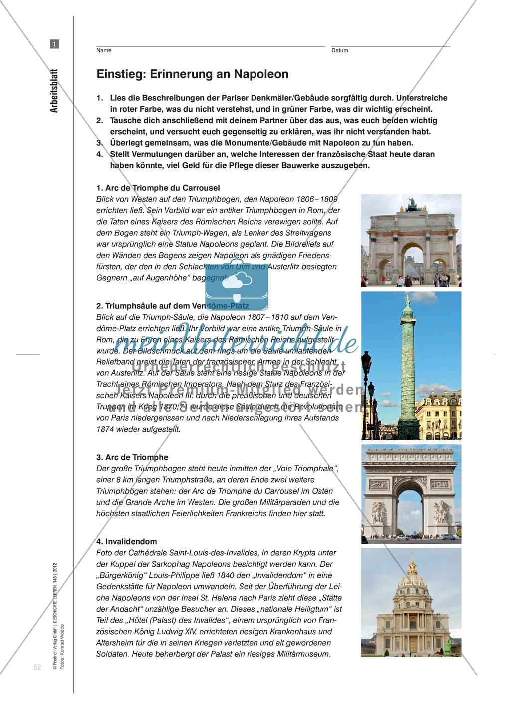Der Arc de Triomphe und die Mythologisierung Napoleons: Geschichtspolitik im Interesse von Nationalismus und Militarismus Preview 4