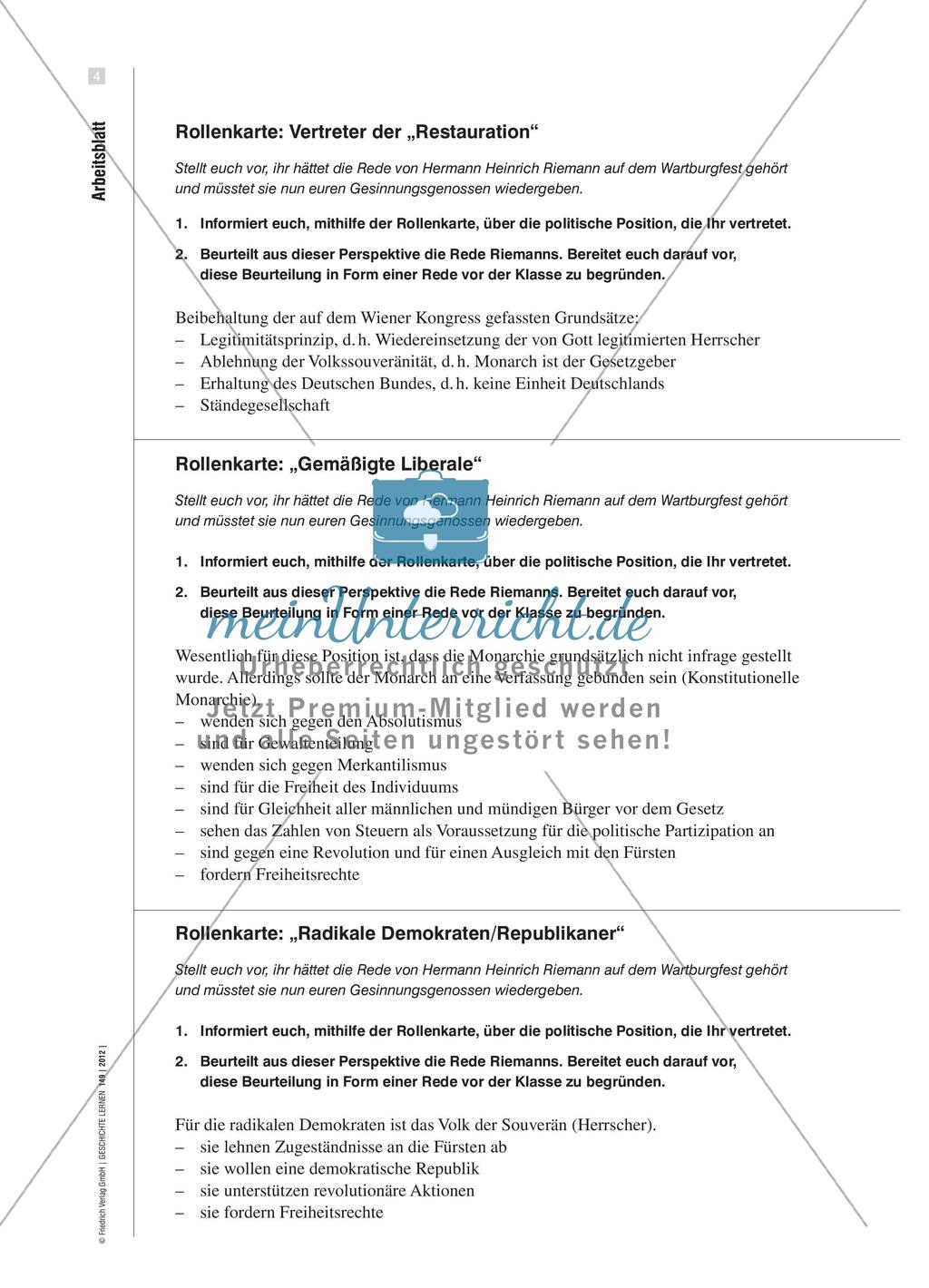 Das Wartburgfest und politische Positionen im Vormärz Preview 6