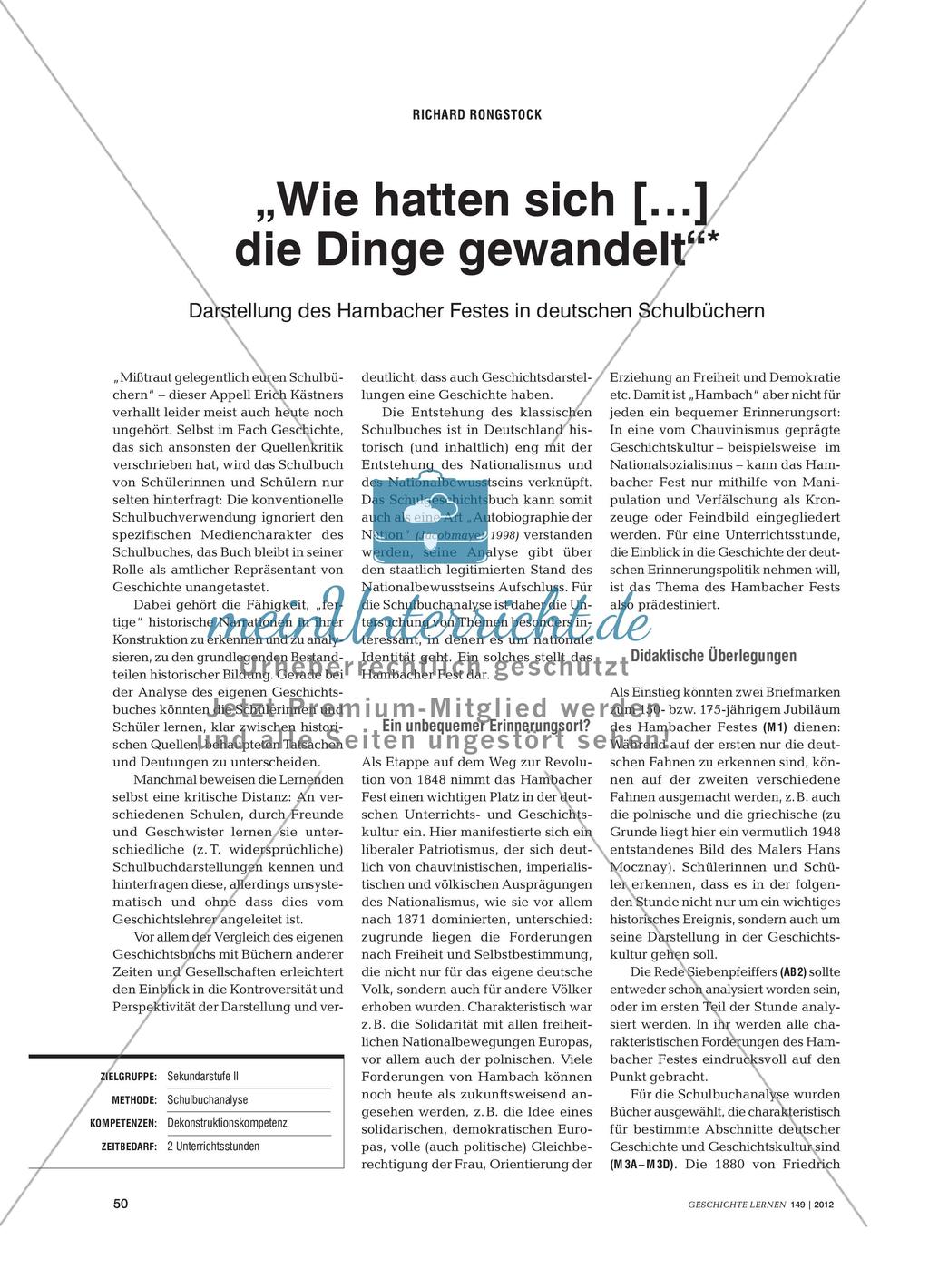 Analyse von Darstellungen des Hambacher Festes in deutschen Schulbüchern Preview 1