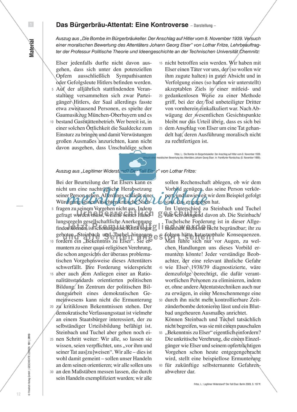 Das Attentat Georg Elsers: Vergleich der Meinung zweier Autoren Preview 3