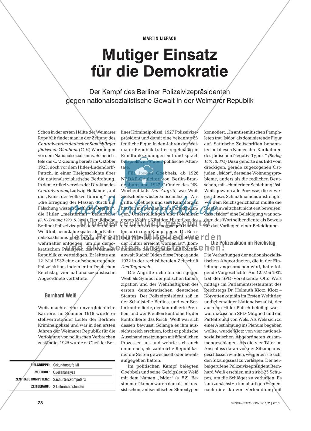 Bernhard Weiß: Mutiger Einsatz für die Demokratie Preview 1