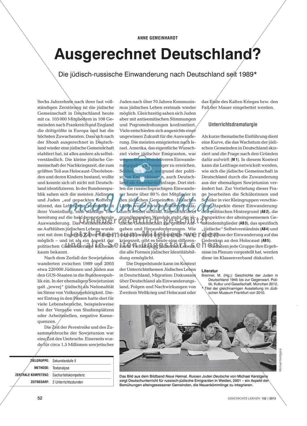 Die jüdisch-russische Einwanderung nach Deutschland seit 1989 und ihre Gründe Preview 1