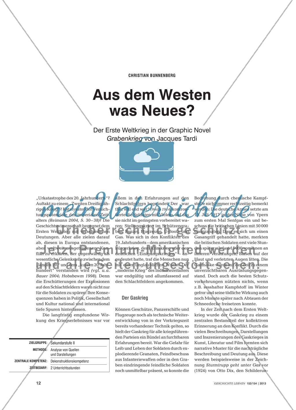 Aus dem Westen was Neues? - Der Erste Weltkrieg in der Graphic Novel Grabenkrieg von Jacques Tardi Preview 1
