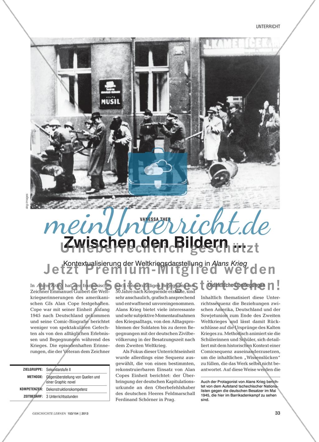 Zwischen den Bildern ... - Kontextualisierung der Weltkriegsdarstellung in Alans Krieg Preview 1