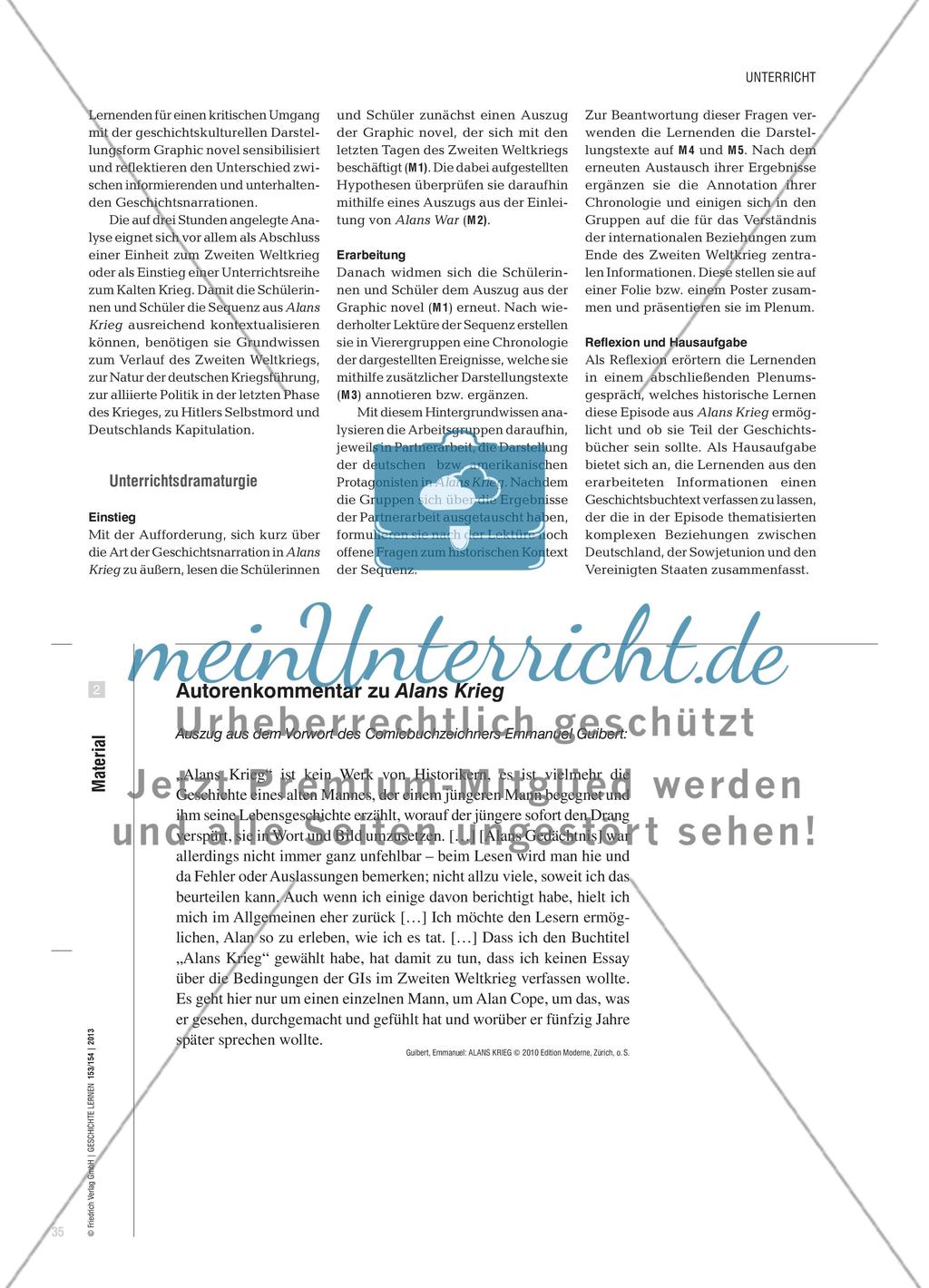 Zwischen den Bildern ... - Kontextualisierung der Weltkriegsdarstellung in Alans Krieg Preview 3