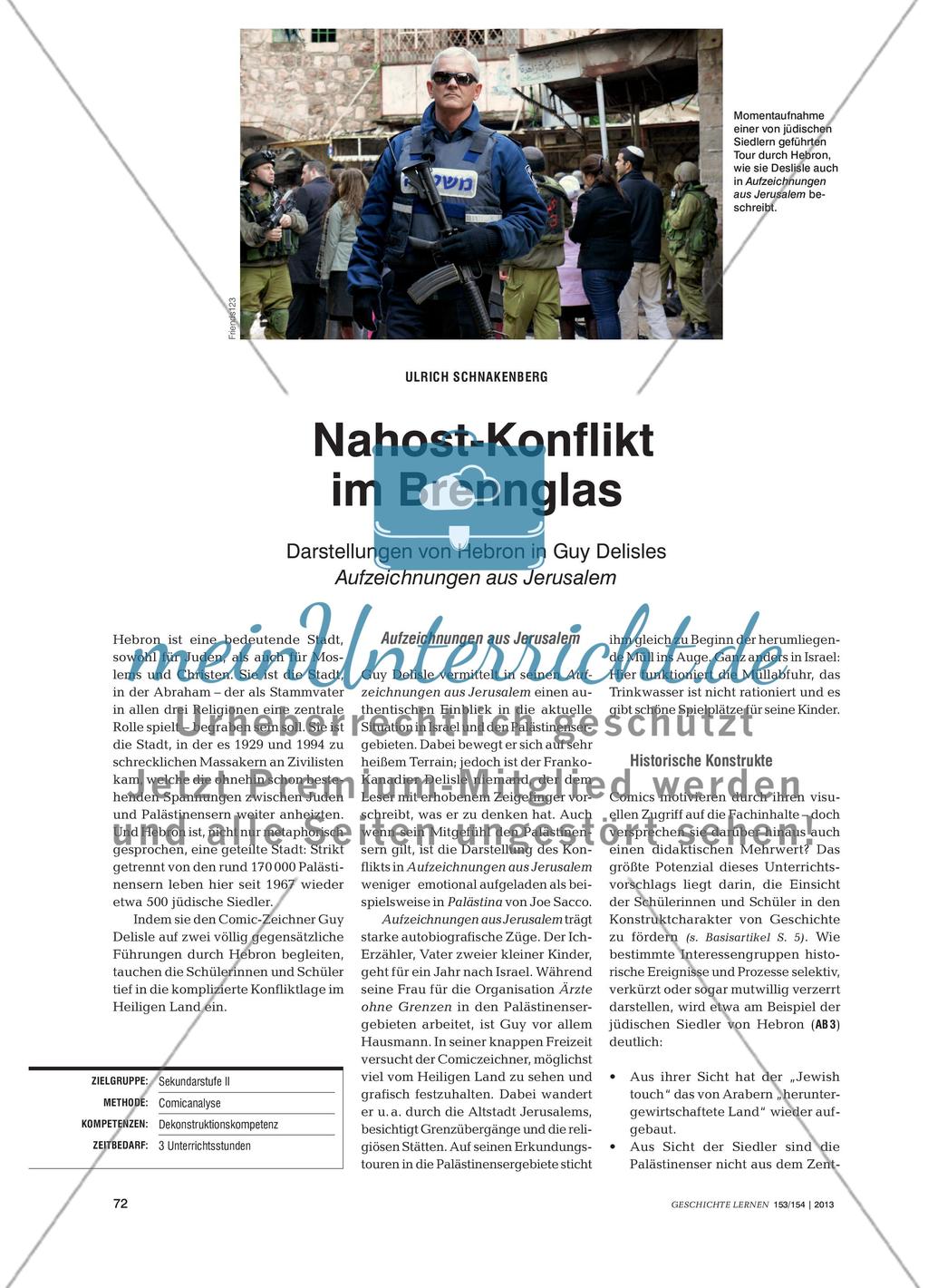 Nahost- Konflikt im Brennglas - Darstellungen von Hebron in Guy Delisles Aufzeichnungen aus Jerusalem Preview 1