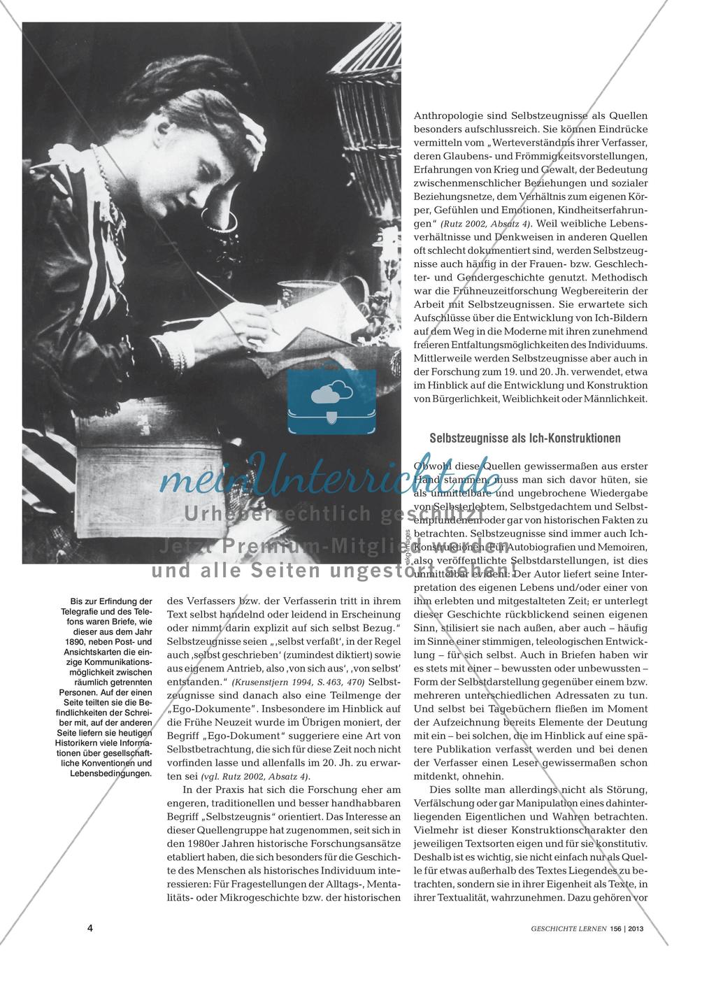 Selbstzeugnisse als historische Quellen aus fachdidaktischer und fachwissenschaftlicher Perspektive Preview 3