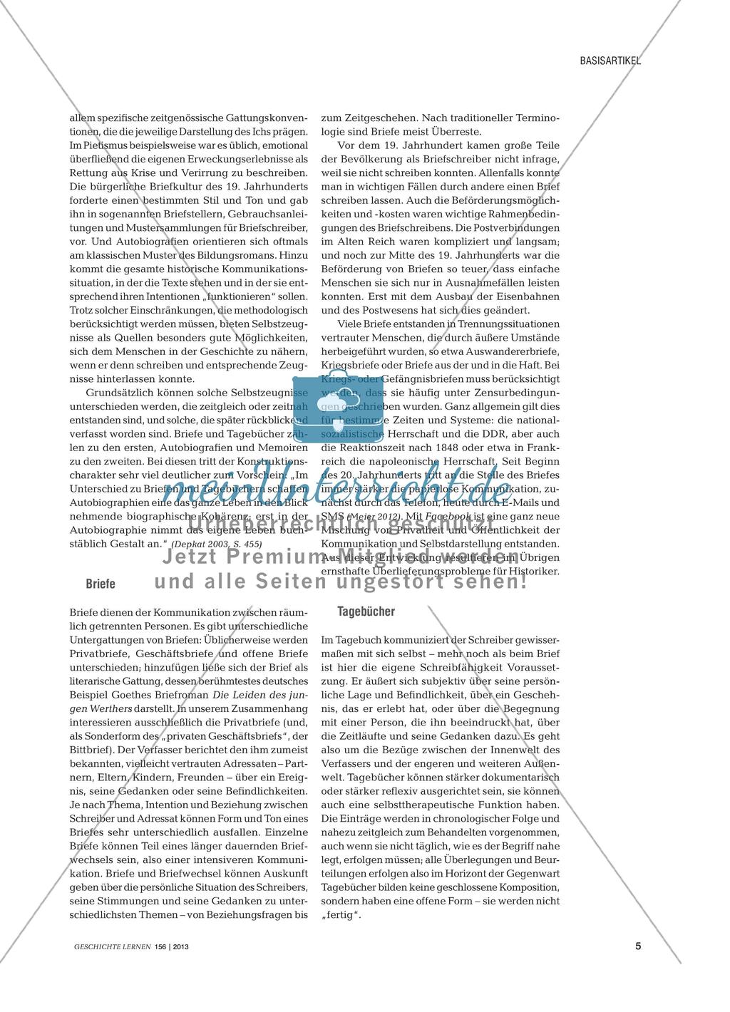 Selbstzeugnisse als historische Quellen aus fachdidaktischer und fachwissenschaftlicher Perspektive Preview 4