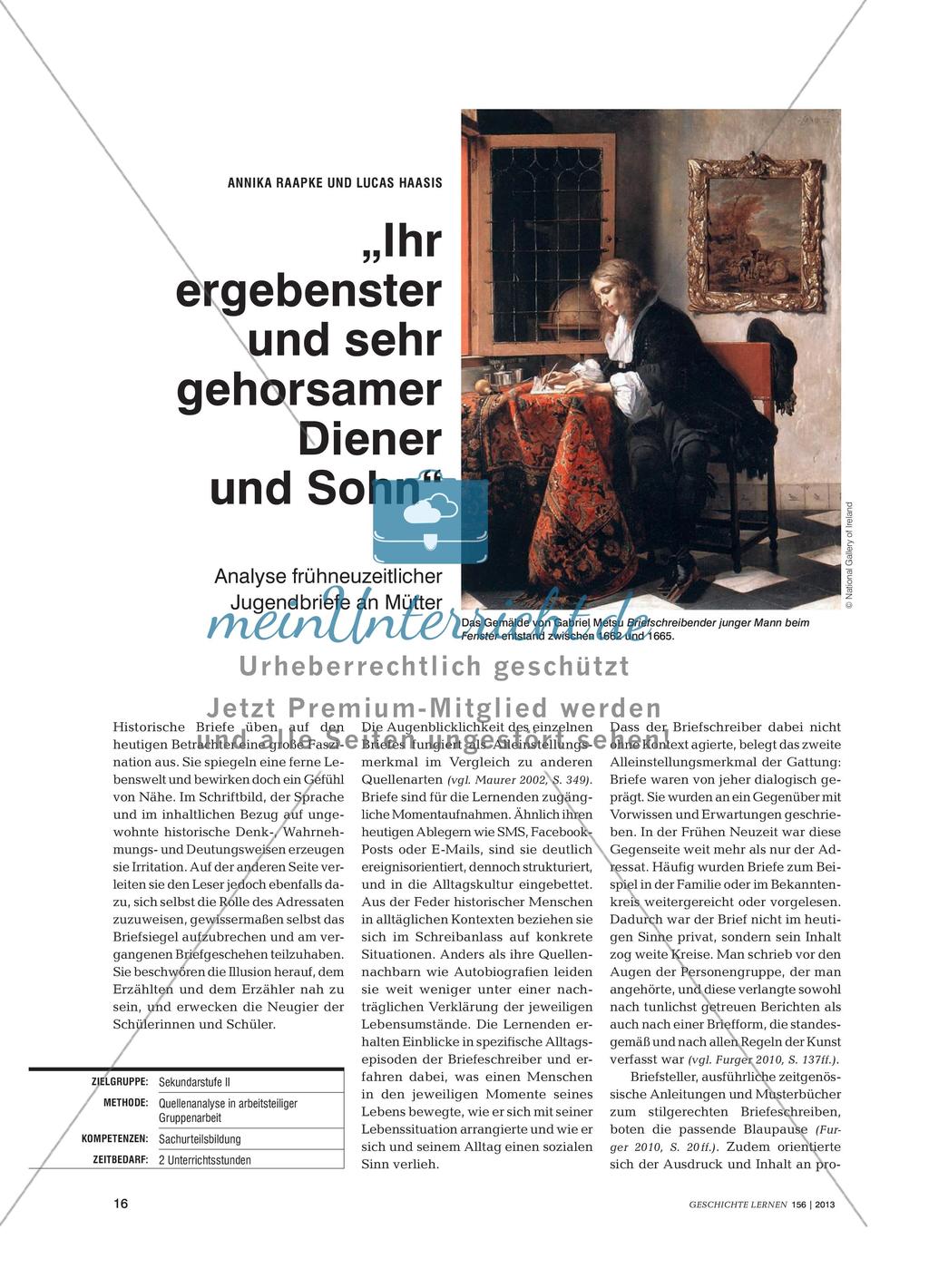 Briefe als Selbstzeugnisse: Analyse frühneuzeitlicher Jugendbriefe an Mütter Preview 1