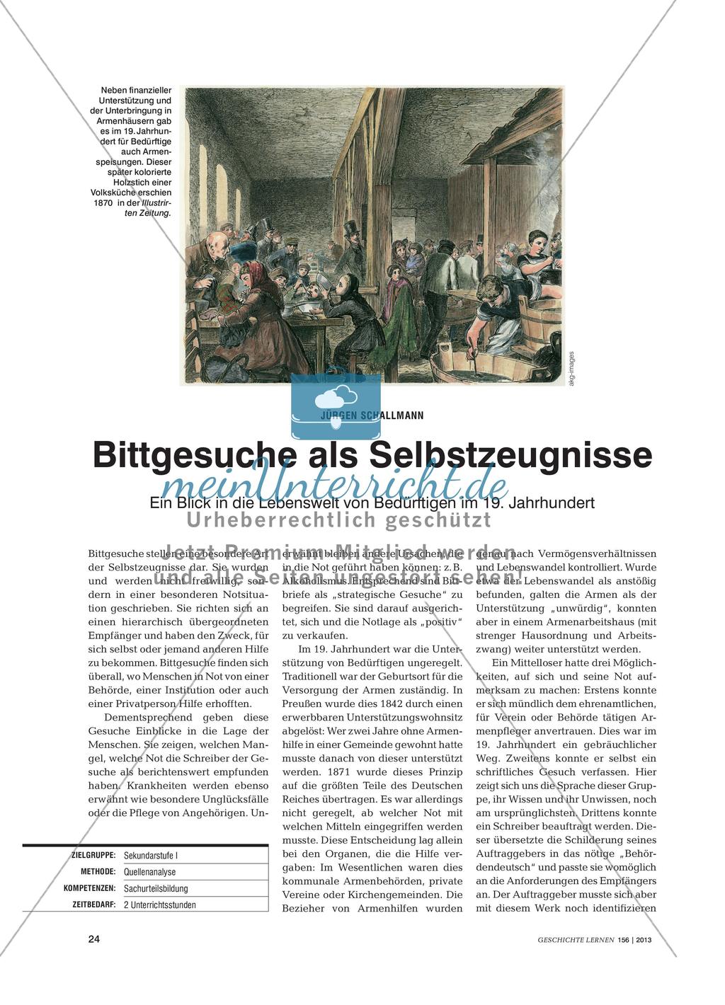 Bittgesuche als Selbstzeugnisse: Ein Blick auf die Armut im 19. Jahrhundert Preview 1