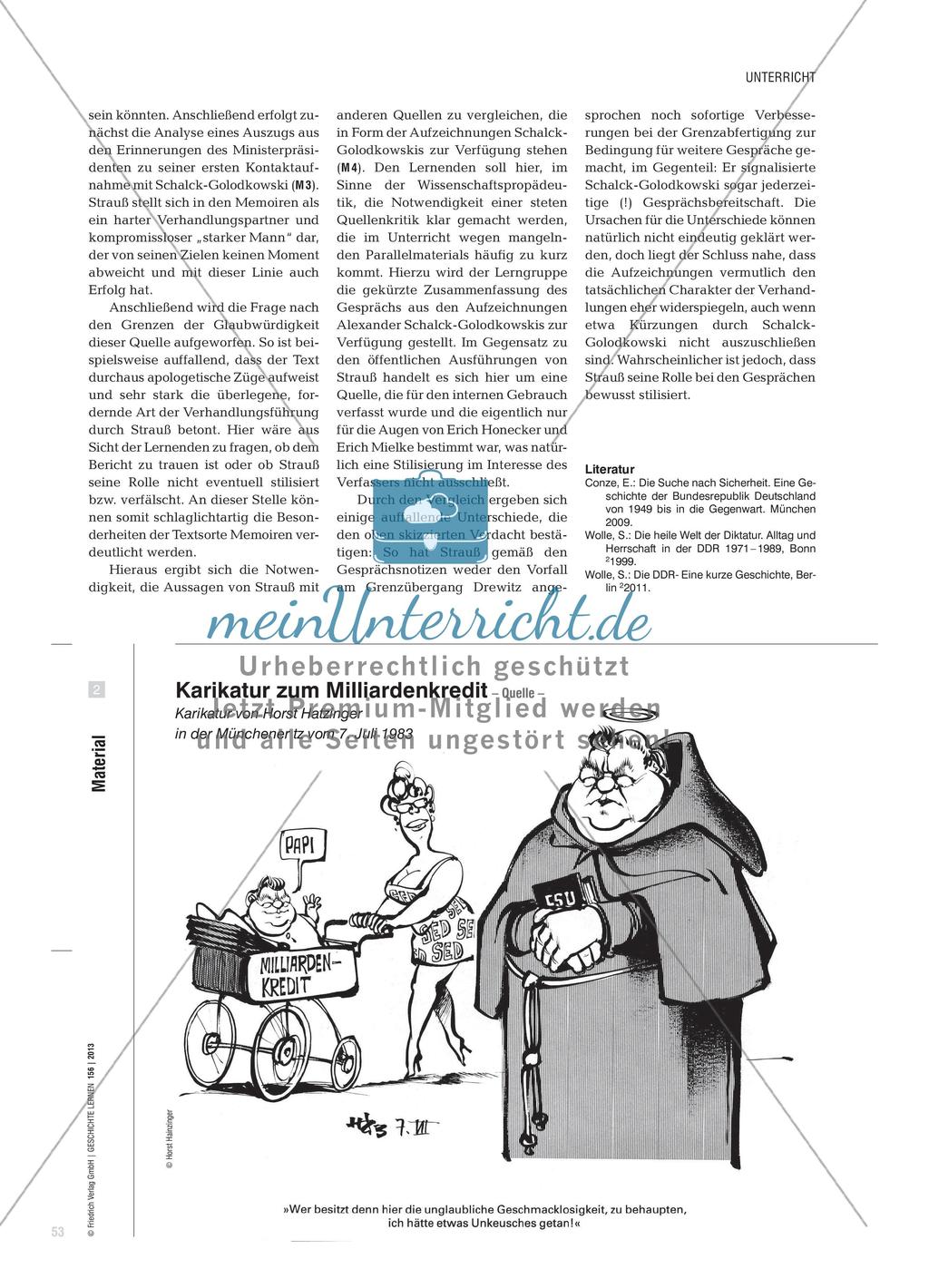 Memoiren als Selbstzeugnisse: Widersprüchliche Erinnerungen an den Milliardenkredit von 1983 Preview 3