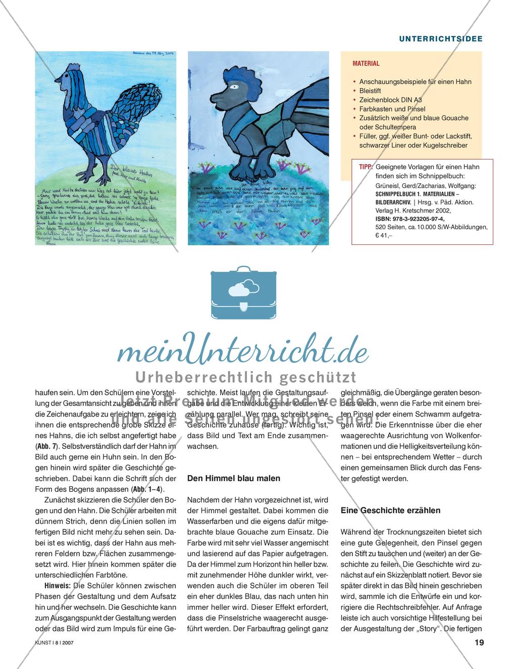 Der Hahn macht blau - Zu einer Farbfamilie schreiben und malen Preview 2