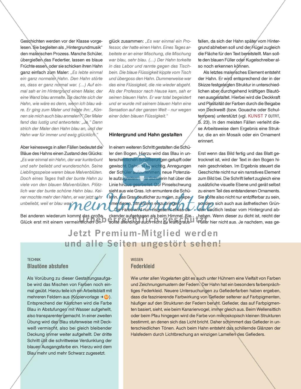 Der Hahn macht blau - Zu einer Farbfamilie schreiben und malen Preview 3