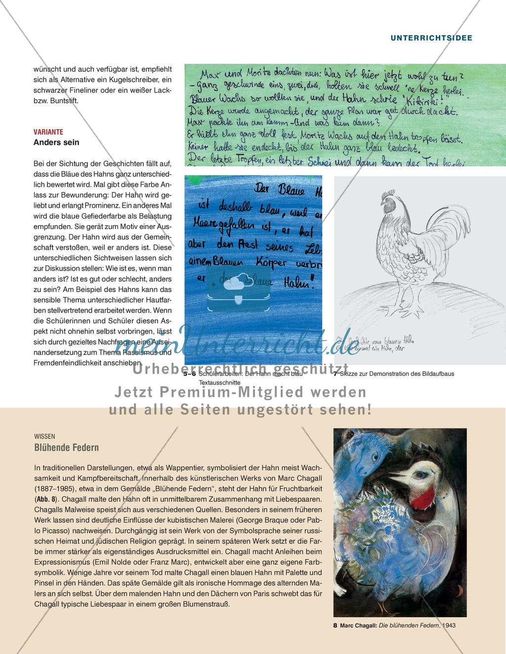 Der Hahn macht blau - Zu einer Farbfamilie schreiben und malen Preview 4