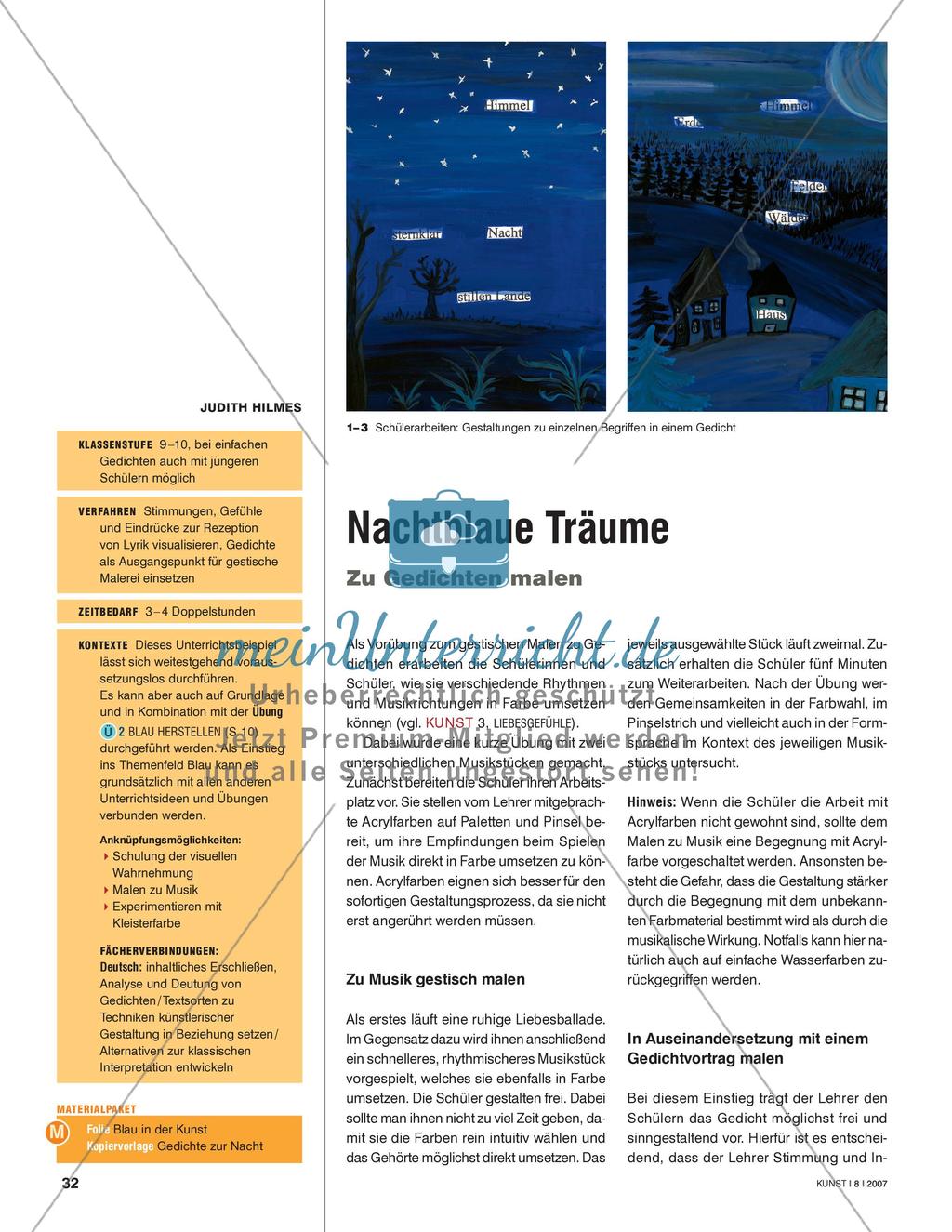 Nachtblaue Träume - Zu Gedichten malen Preview 1