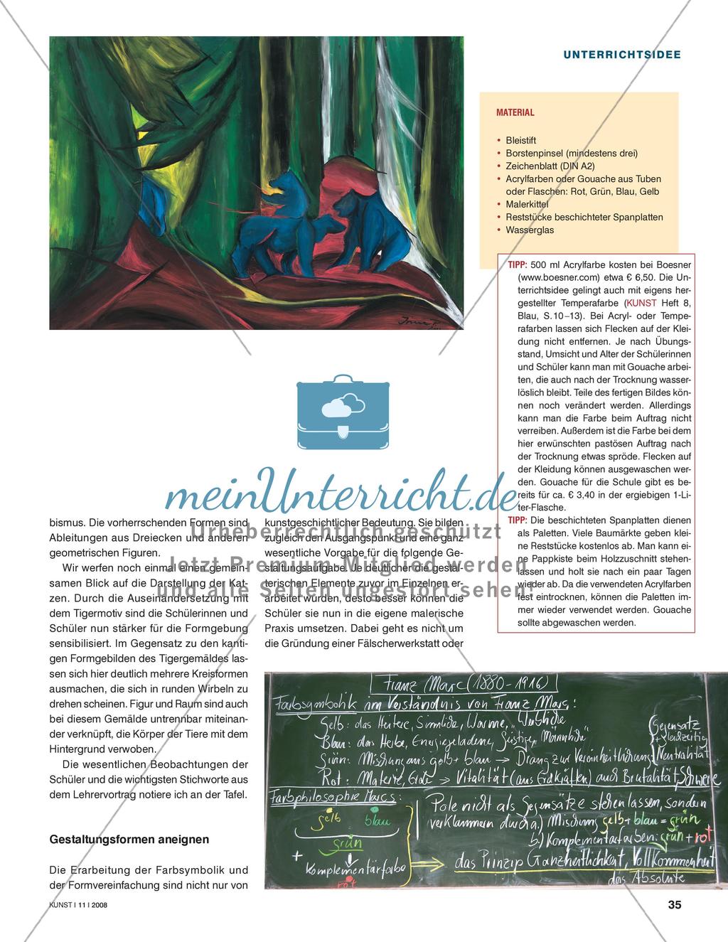 Tiere symbolisch - Sich mit der Farbsymbolik bei Franz Marc auseinandersetzen Preview 2