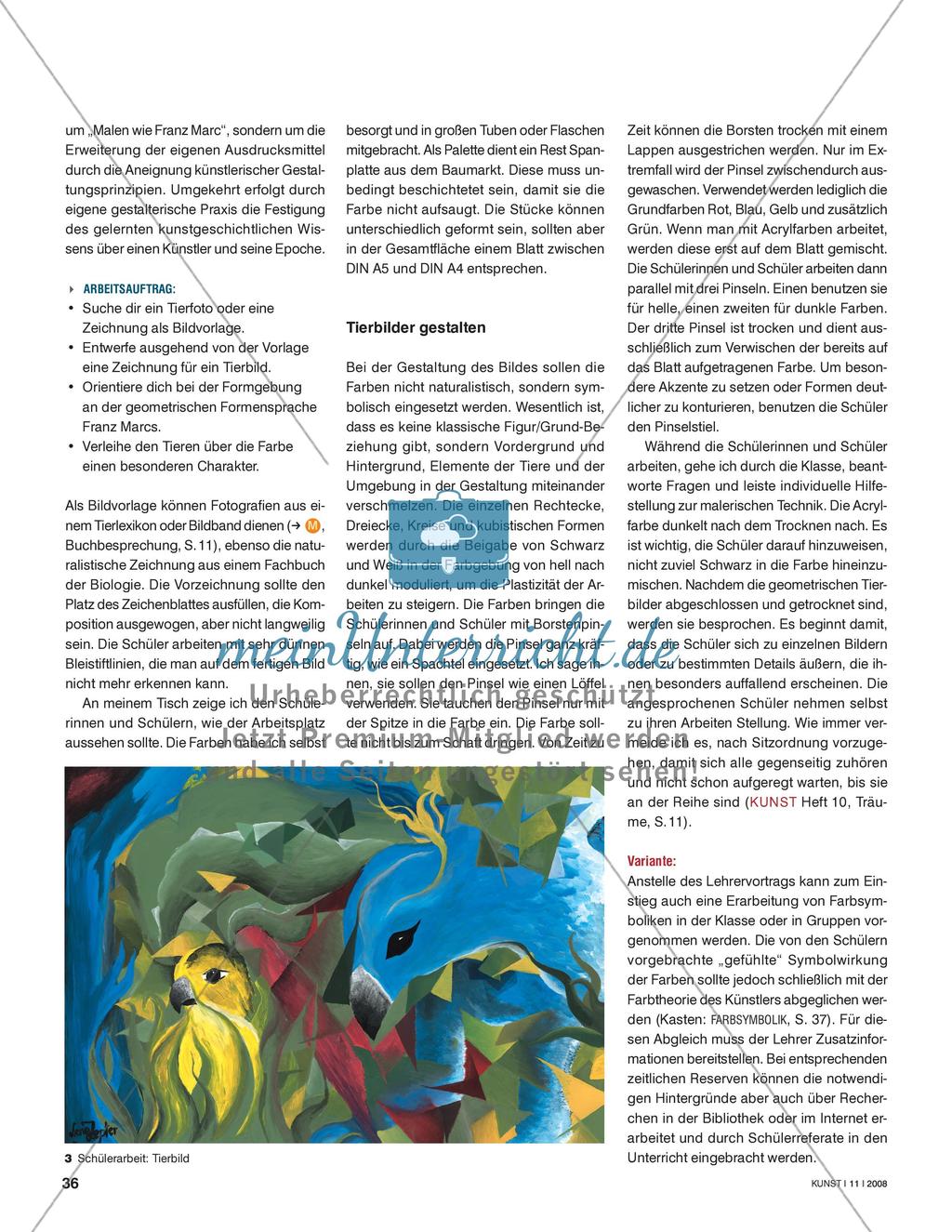 Tiere symbolisch - Sich mit der Farbsymbolik bei Franz Marc auseinandersetzen Preview 3