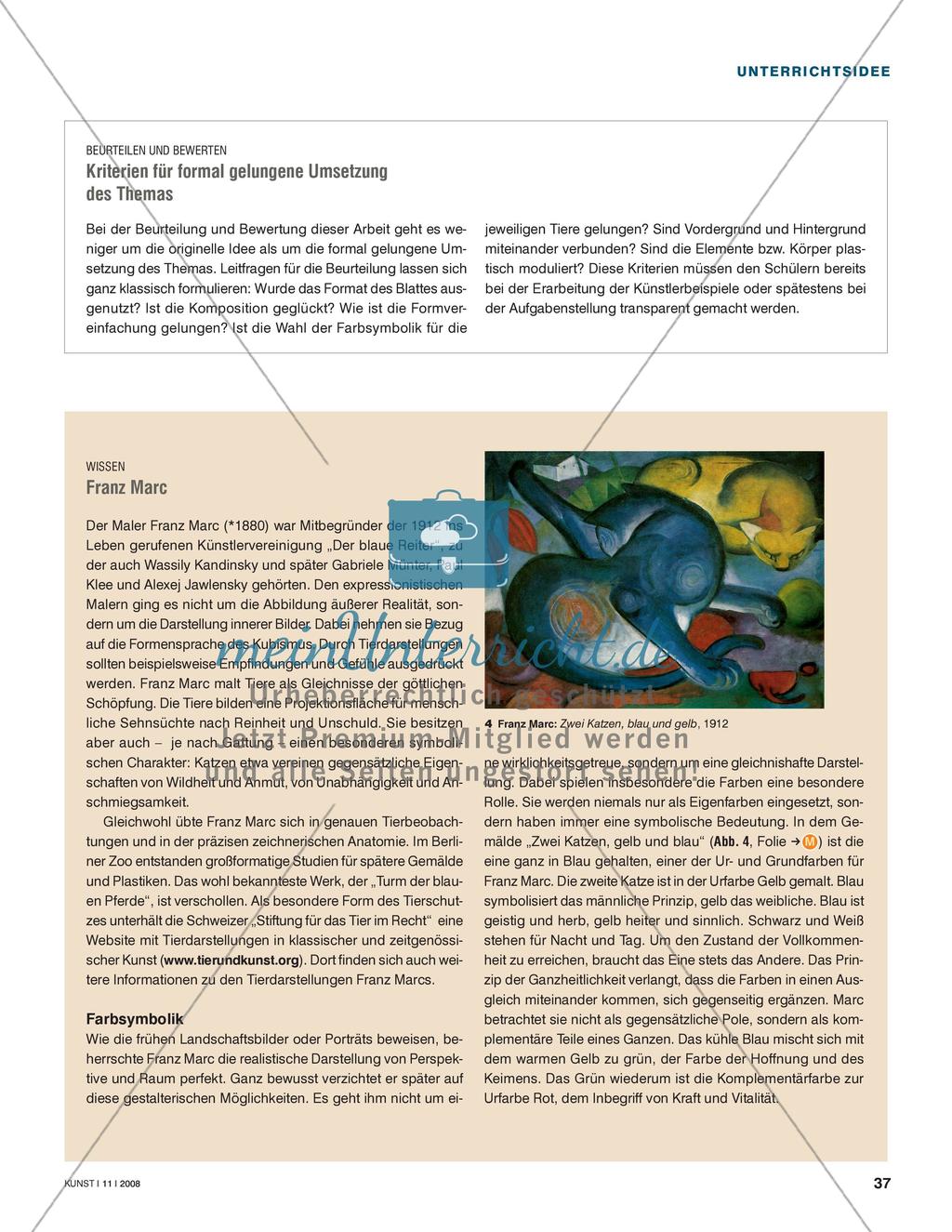 Tiere symbolisch - Sich mit der Farbsymbolik bei Franz Marc auseinandersetzen Preview 4