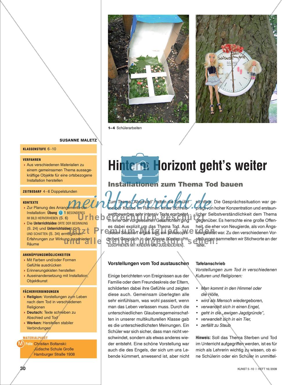 Hinterm Horizont geht’s weiter - Installationen zum Thema Tod bauen Preview 1