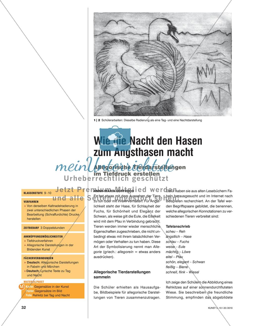 Wie die Nacht den Hasen zum Angsthasen macht - Allegorische Tierdarstellungen im Tiefdruck erstellen Preview 1