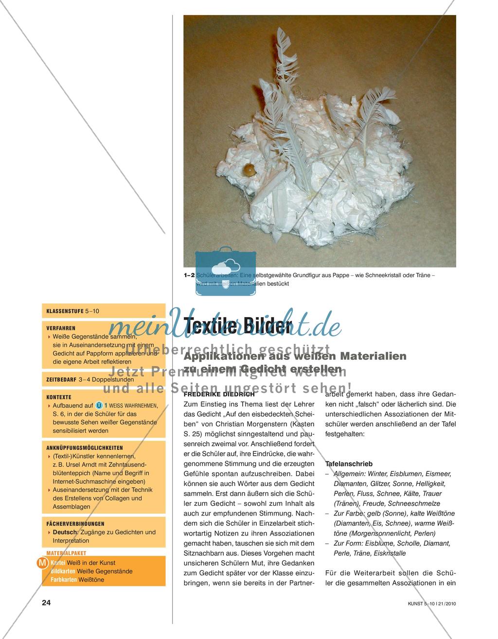 Textile Bilder - Applikationen aus weißen Materialien zu einem Gedicht erstellen Preview 1